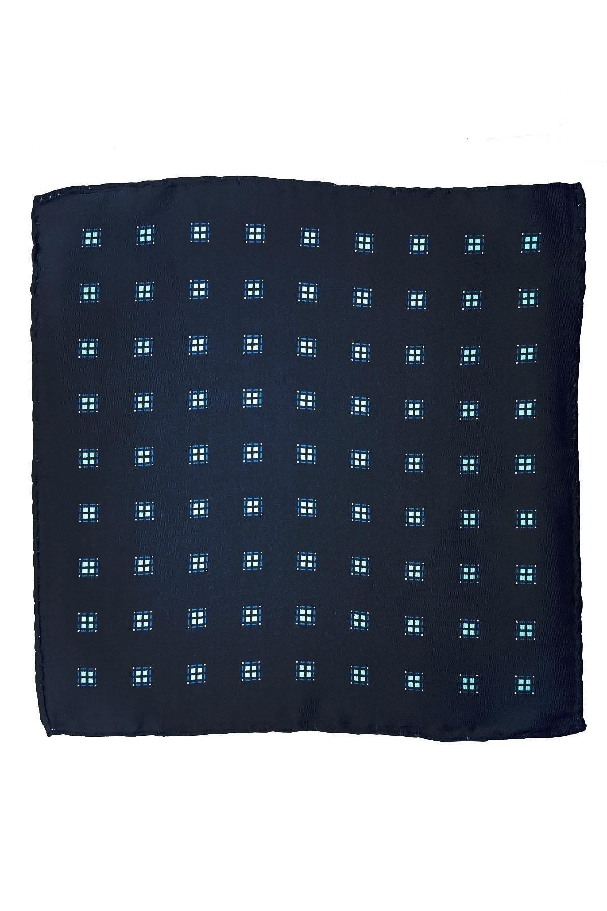  دستمال جیبی مردانه طرح‌دار کوچک سرمه‌ای SPS566-43