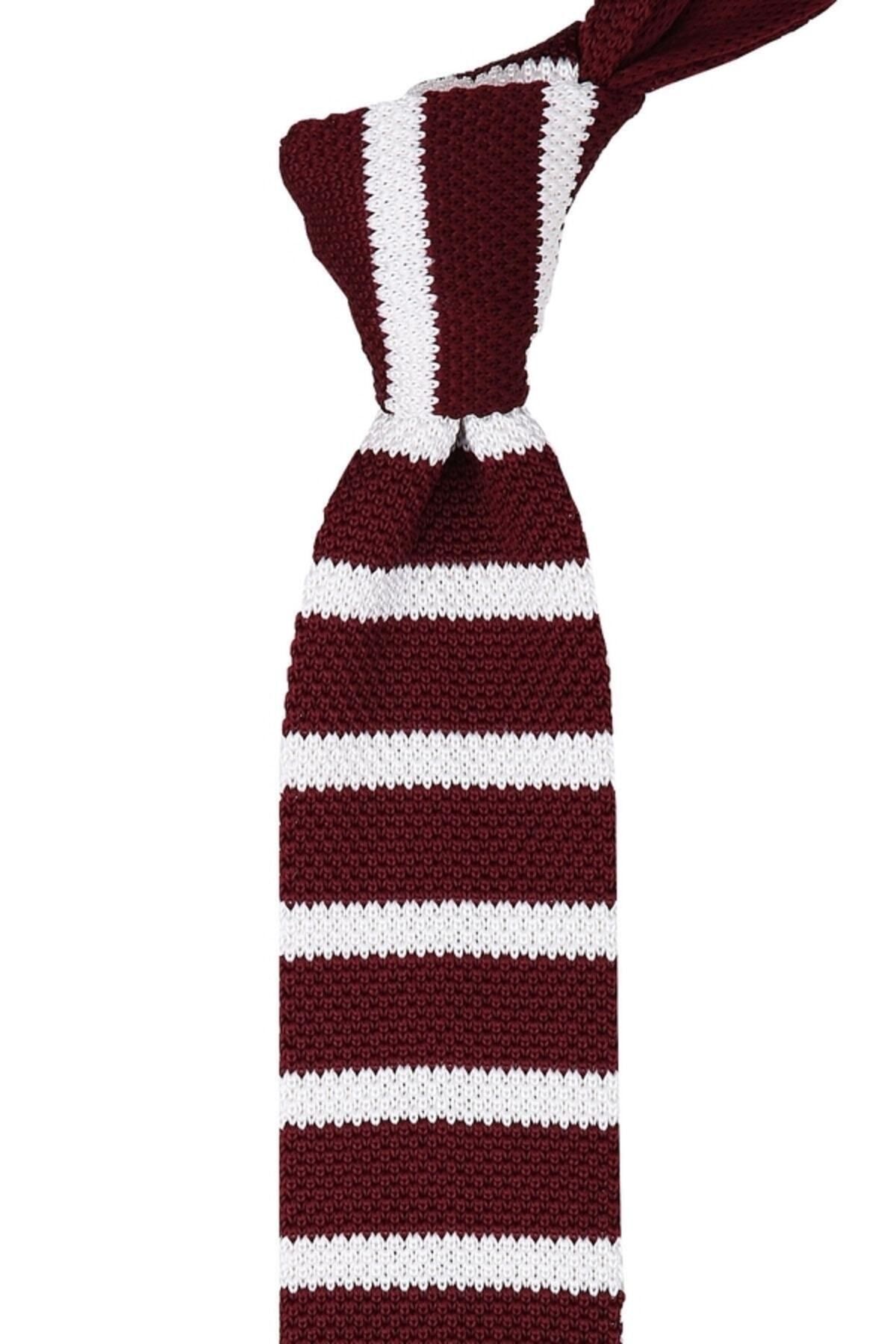  کراوات بافتنی شرابی و سفید ۸۲۴۴