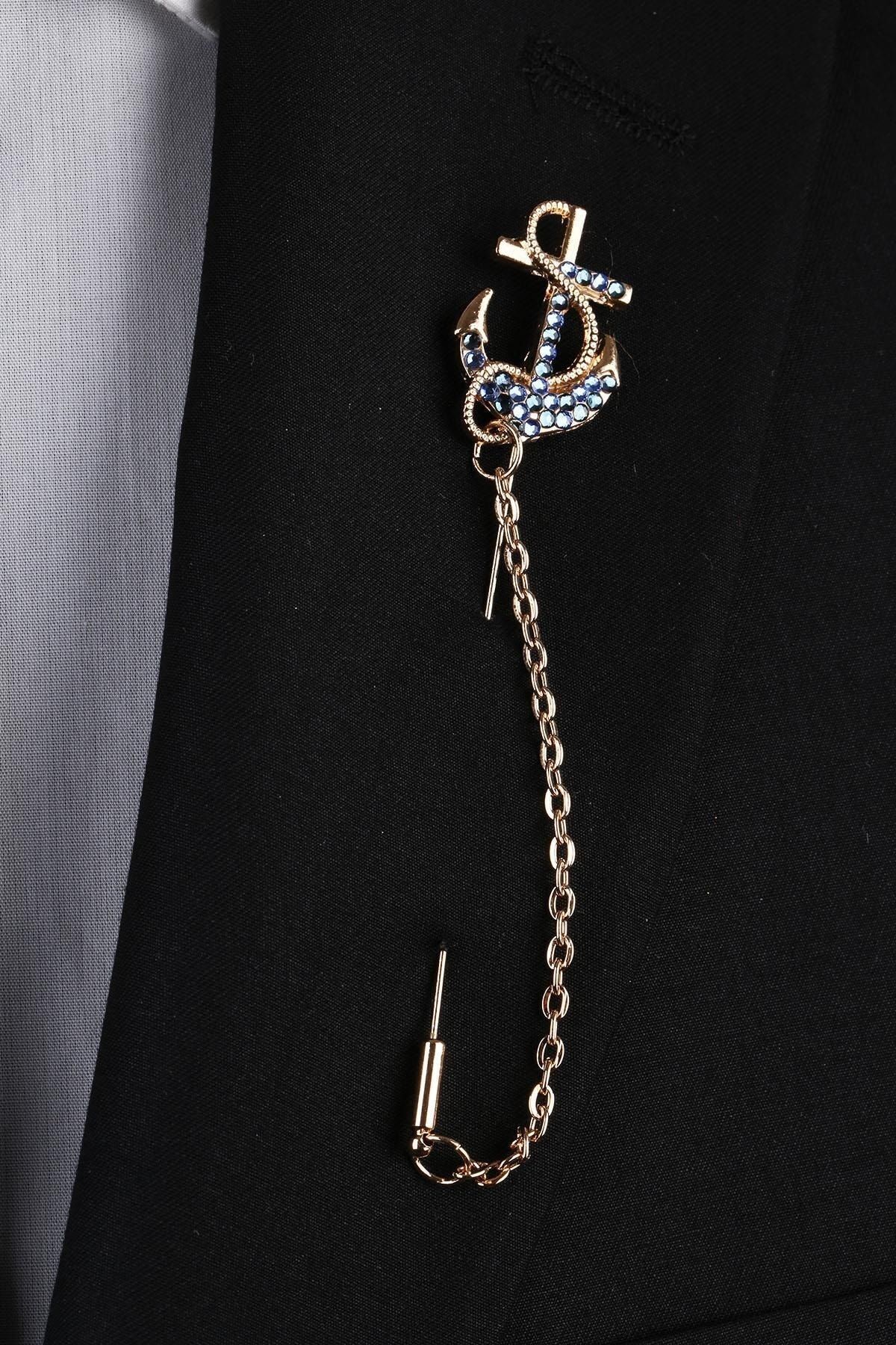  سنجاق یقه طرح لنگر طلایی YI279