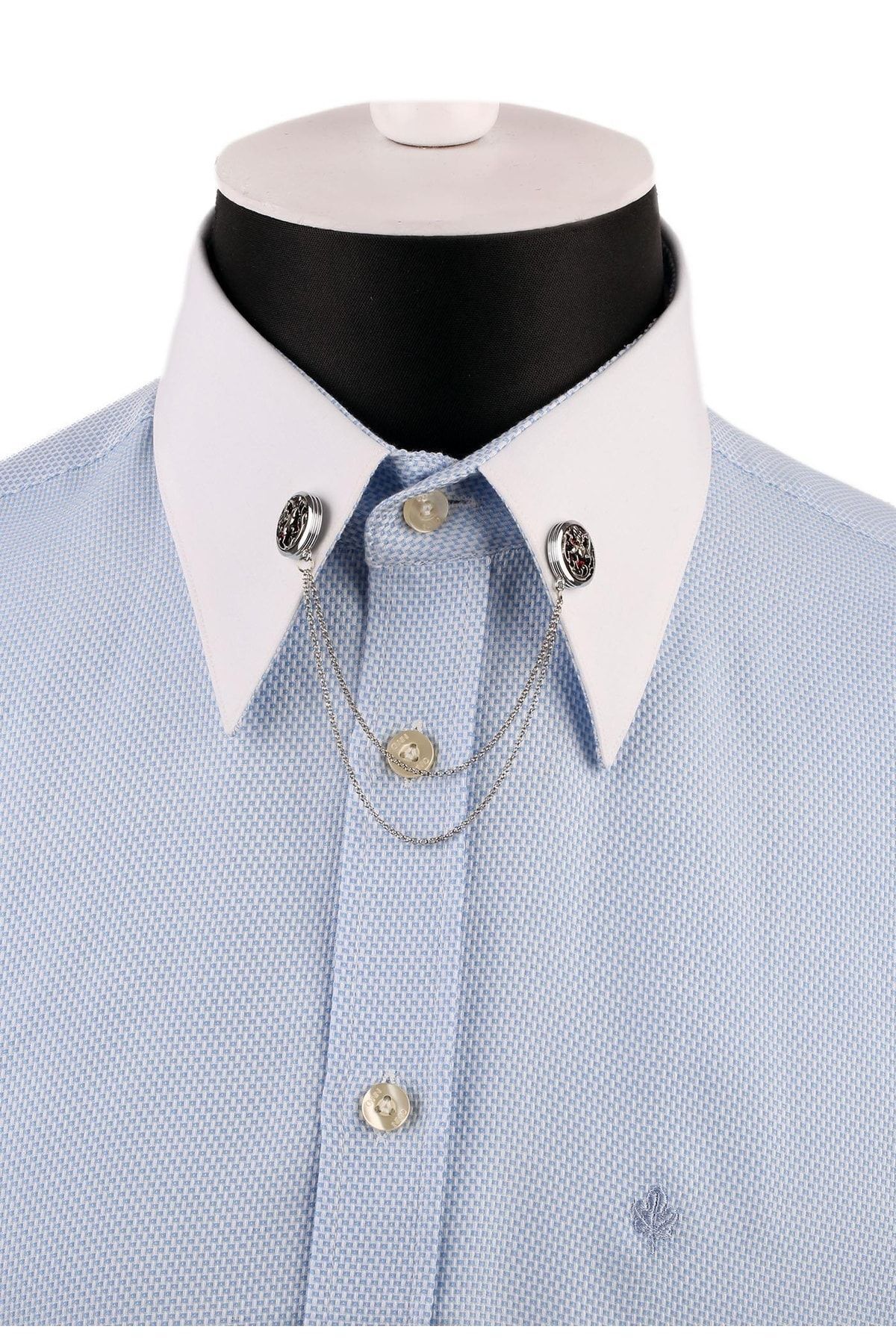  سنجاق یقه پیراهن زنجیری سنگی نقره‌ای رنگ GI158