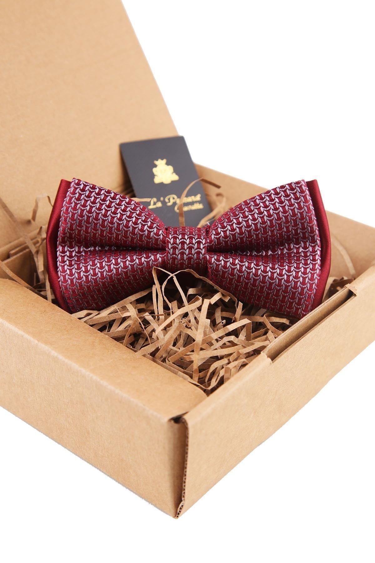  پاپیون طرح‌دار کوچک زرشکی P1647