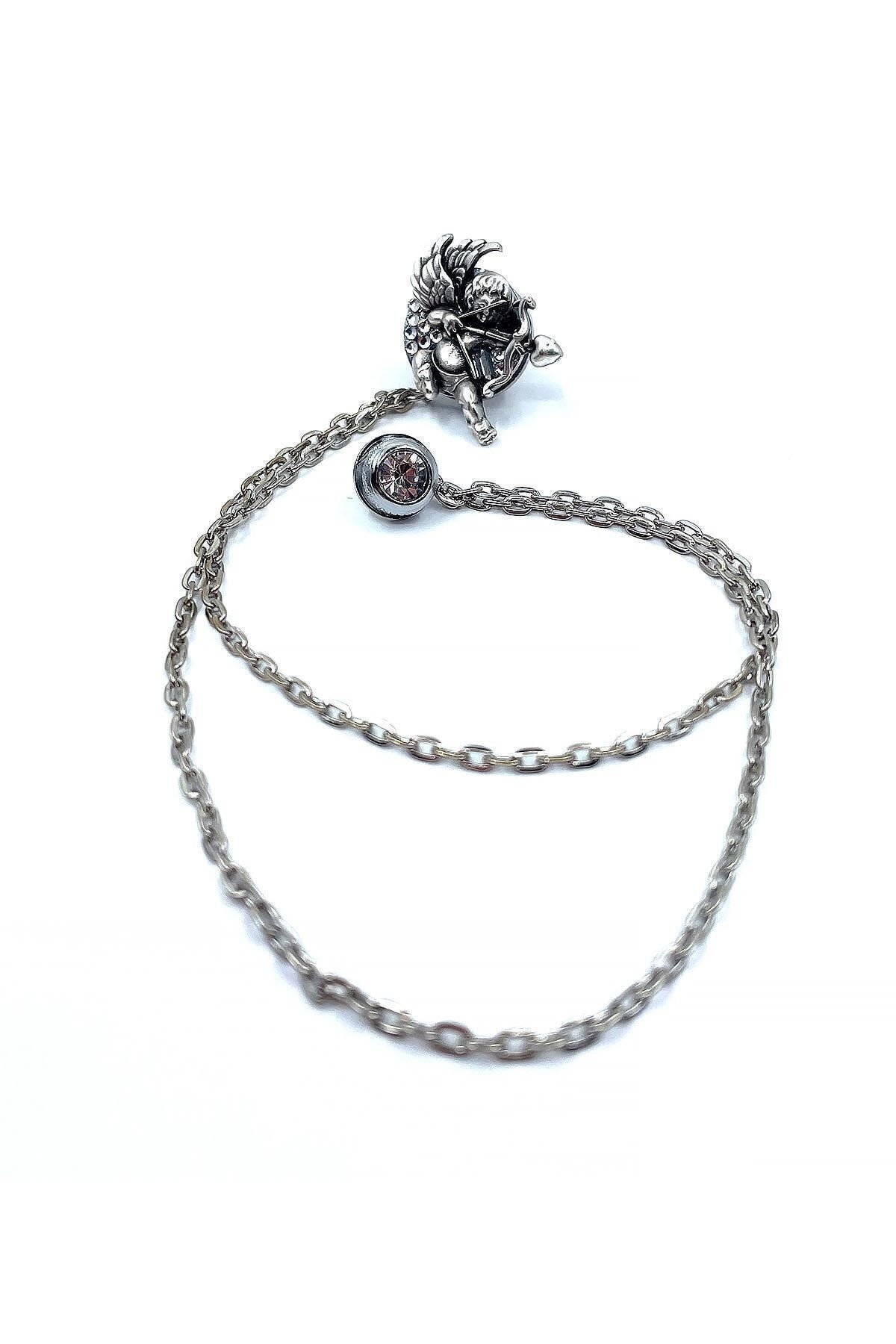  سنجاق یقه کت زنجیری نقره‌ای طرح اروس YI379