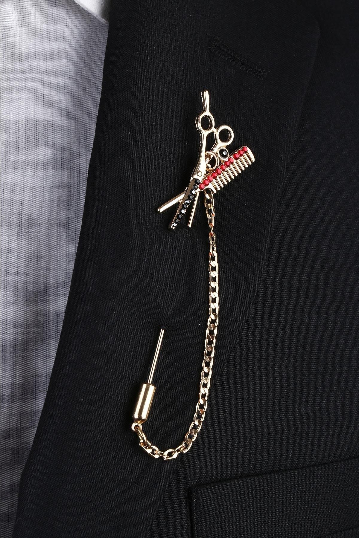  قیچی شانه ای طلایی رنگ سنجاق یقه YI271