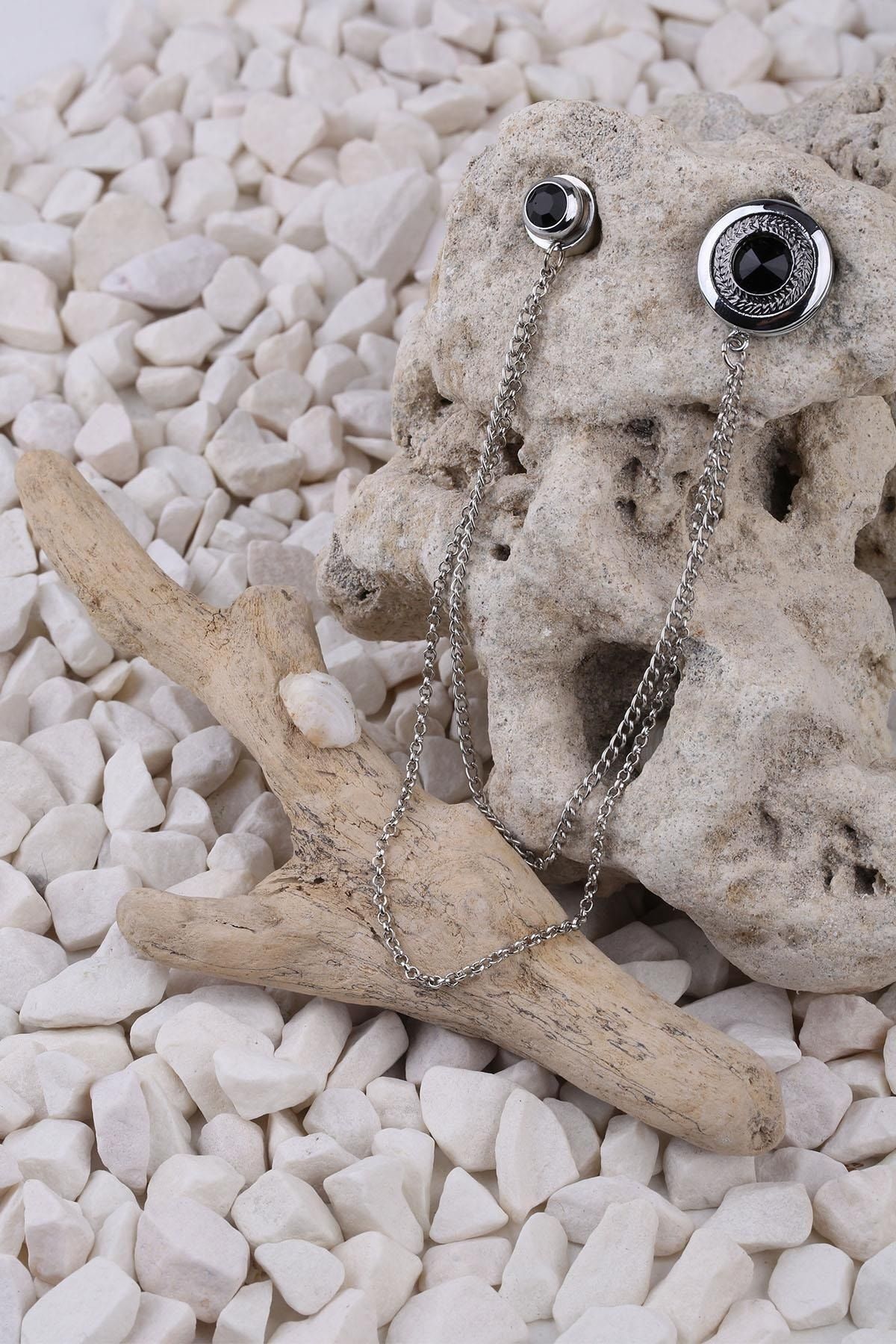  سنجاق سینه زنجیری سنگی به رنگ نفت YI217