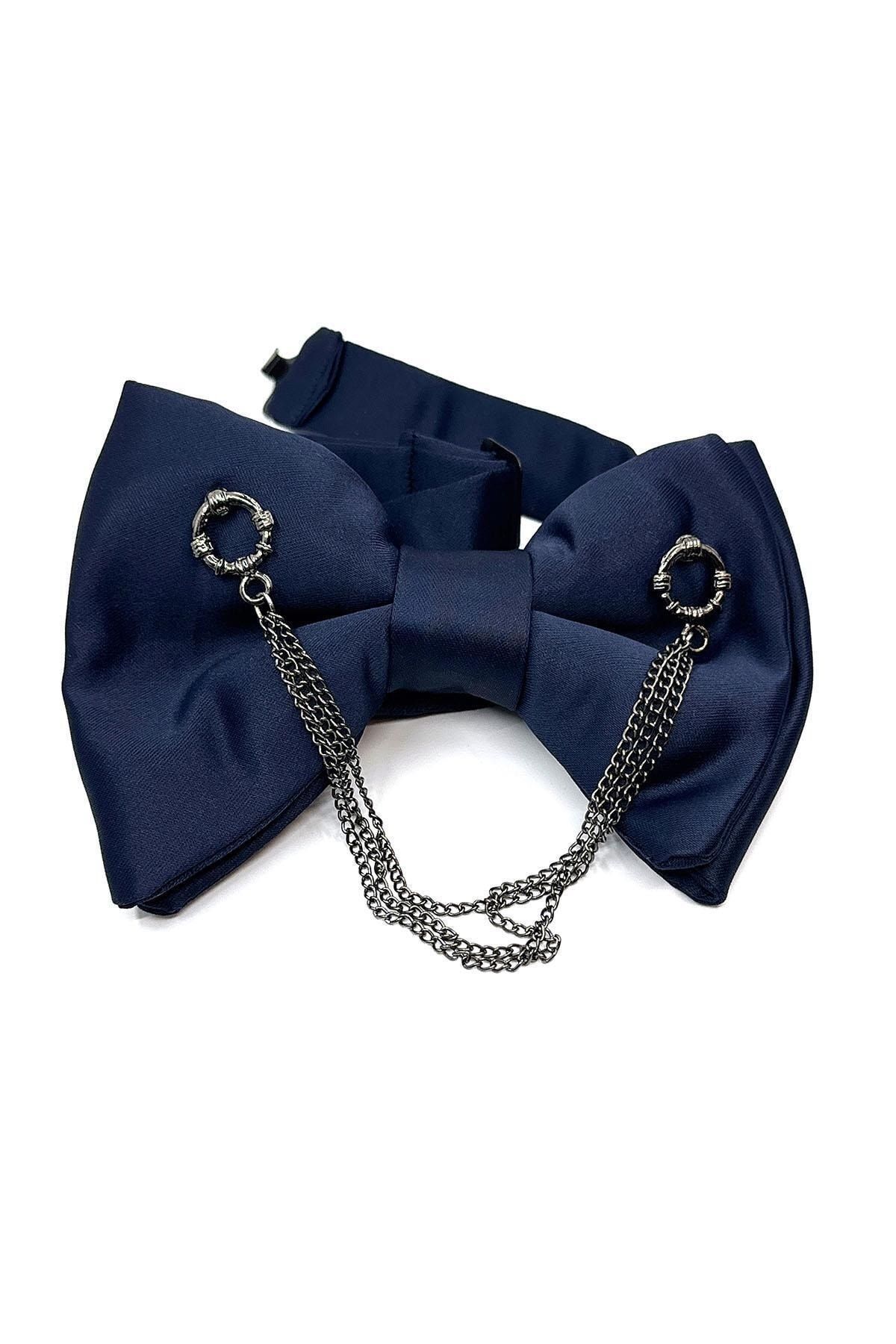  پاپیون زنجیری سرمه‌ای مخصوص دامادها P1042