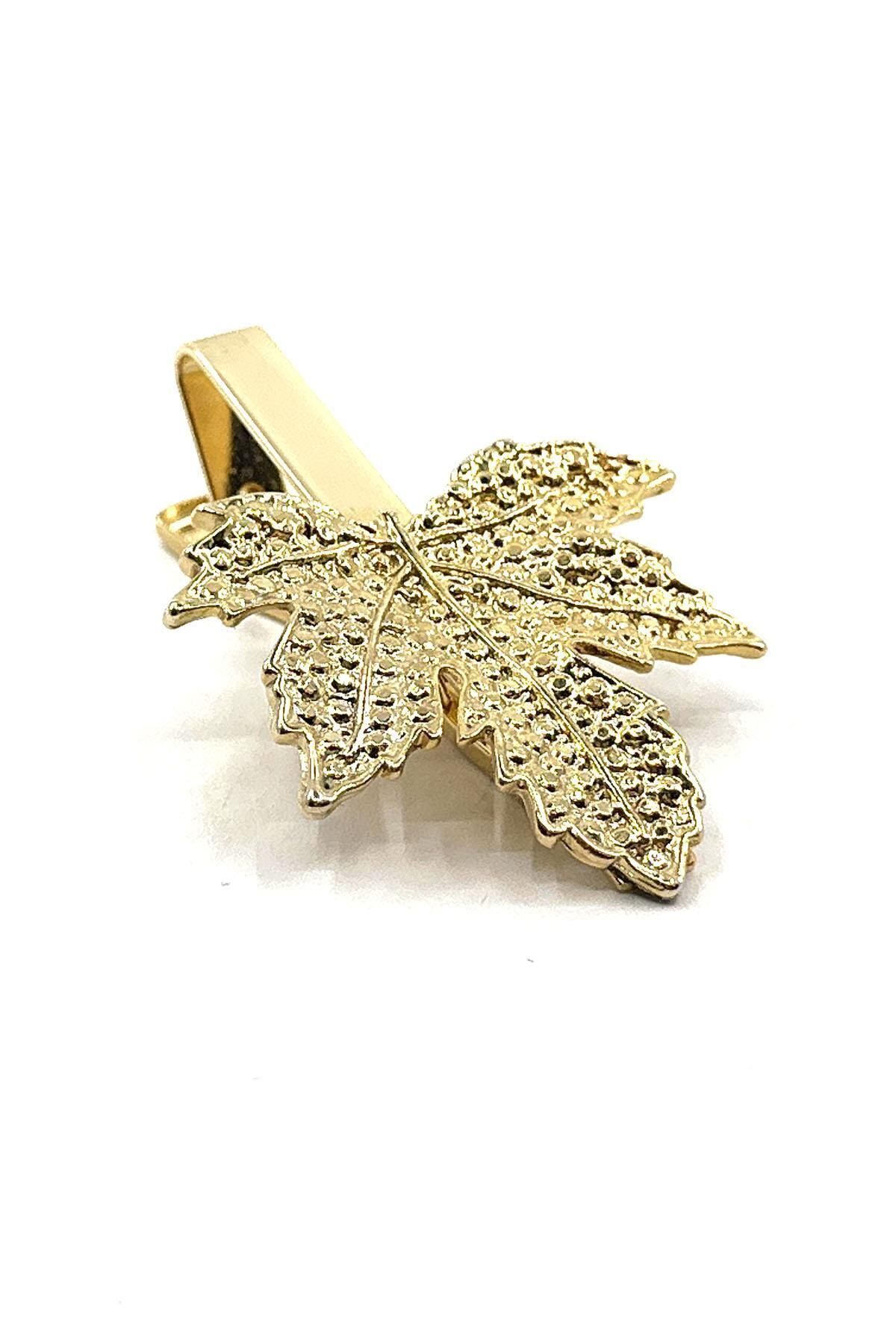  سنجاق کراوات طرح برگ طلایی KIY733