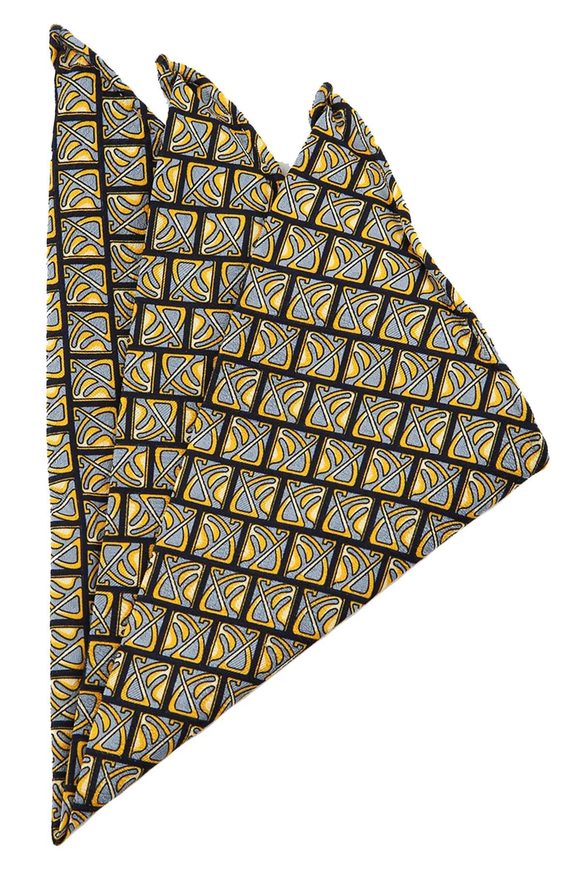  دستمال ابریشمی طرح‌دار مردانه طرح زرد و مشکی SPS148 KRVT8690002221524