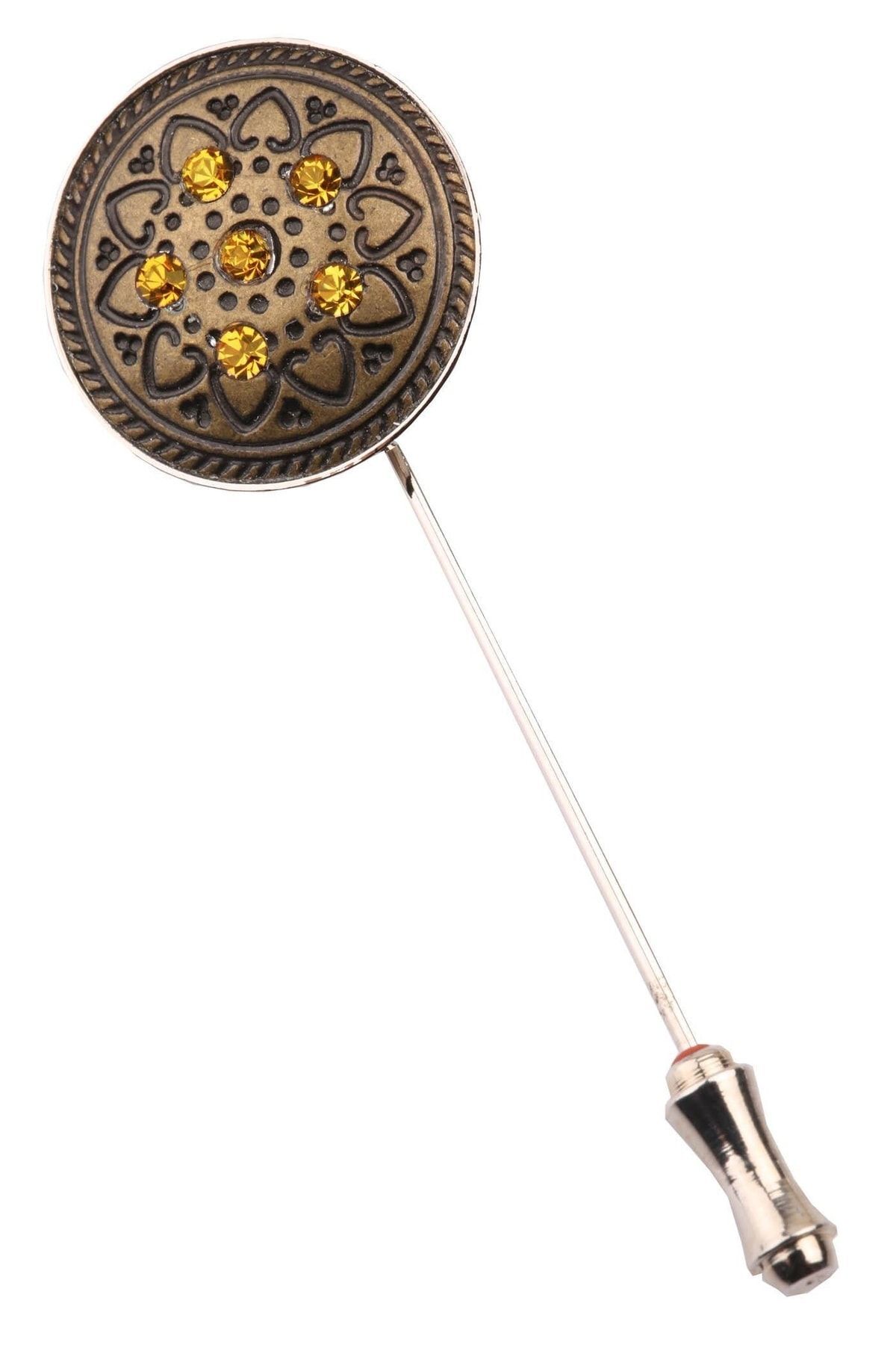  سنجاق سینه سنگی زرد رنگ برنزی YI163