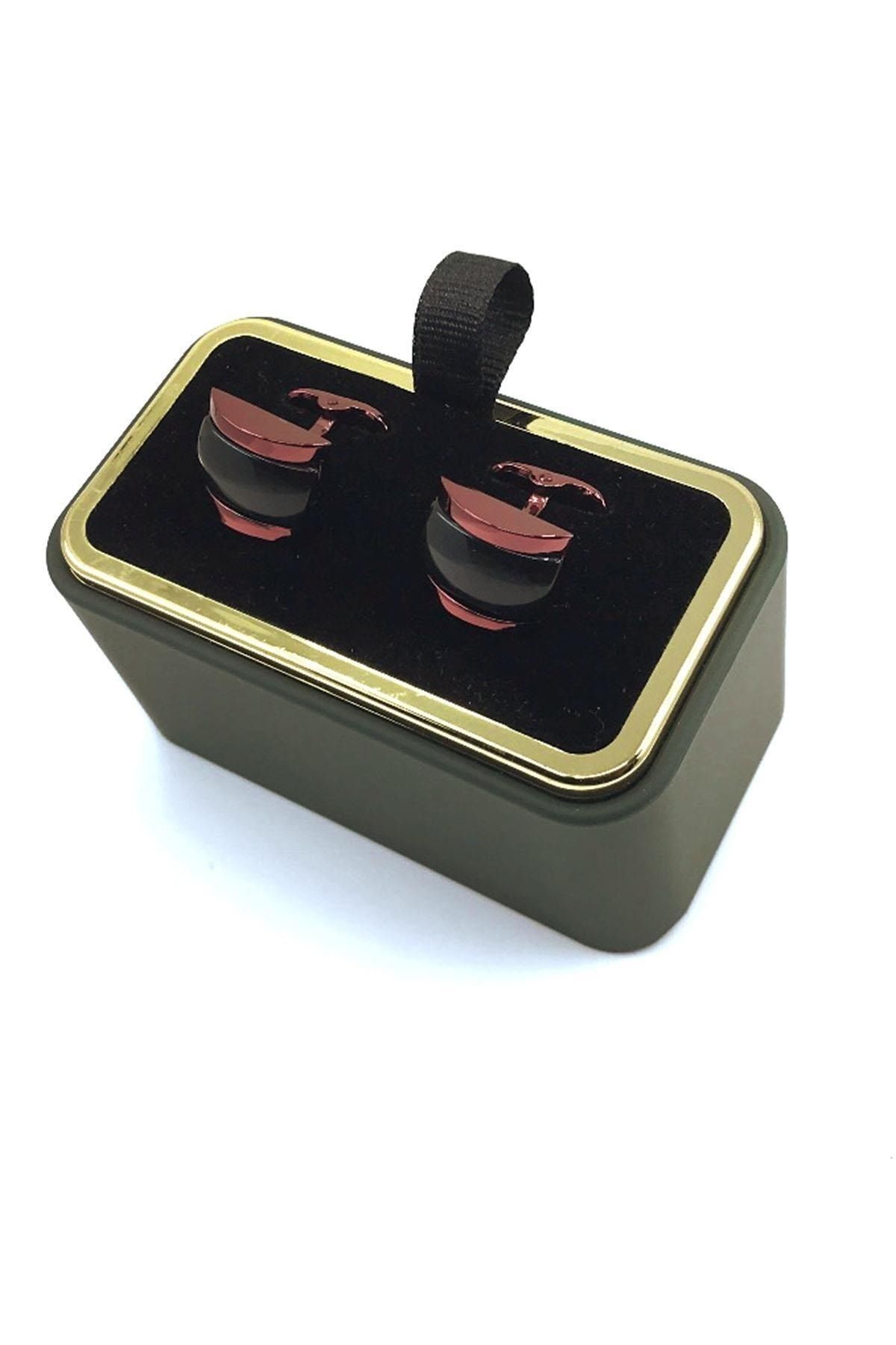  دکمه سرآستین مردانه طرح مستطیلی مشکی-قهوه‌ای KD1302