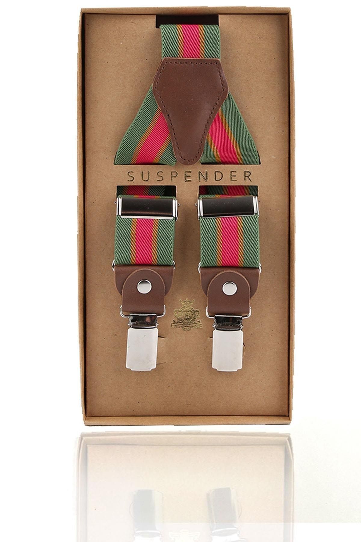  بند شلوار مردانه چرم سبز قرمز قهوه‌ای Pan96