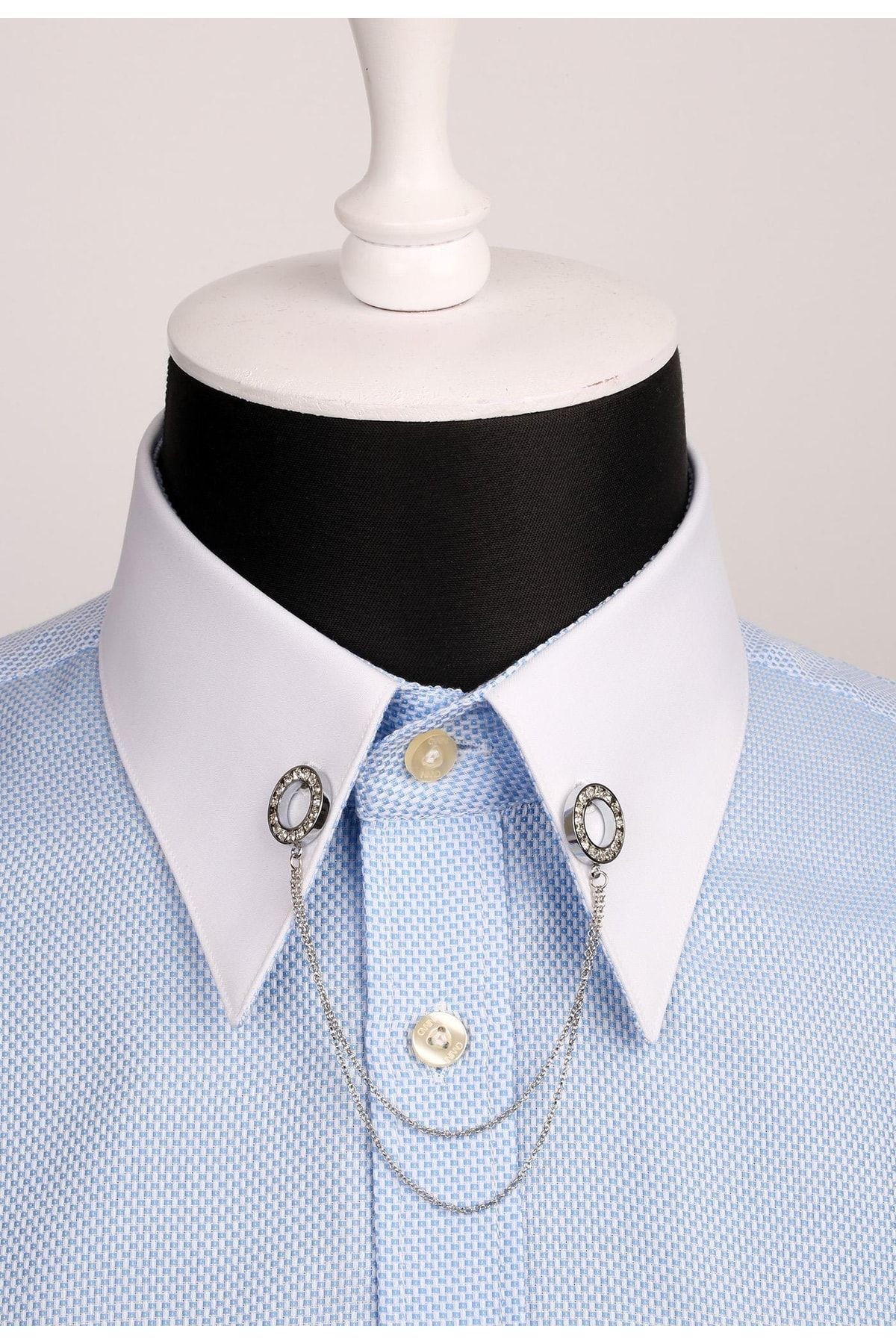  سنجاق یقه پیراهن زنجیری تزیین شده با سنگ GI044