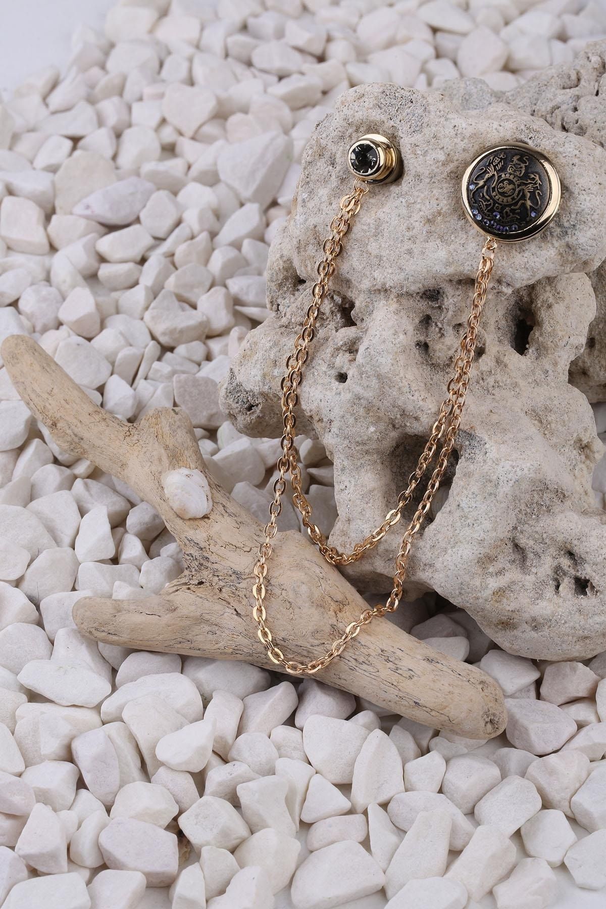  سنجاق یقه کت برنزی طلایی رنگ YI323