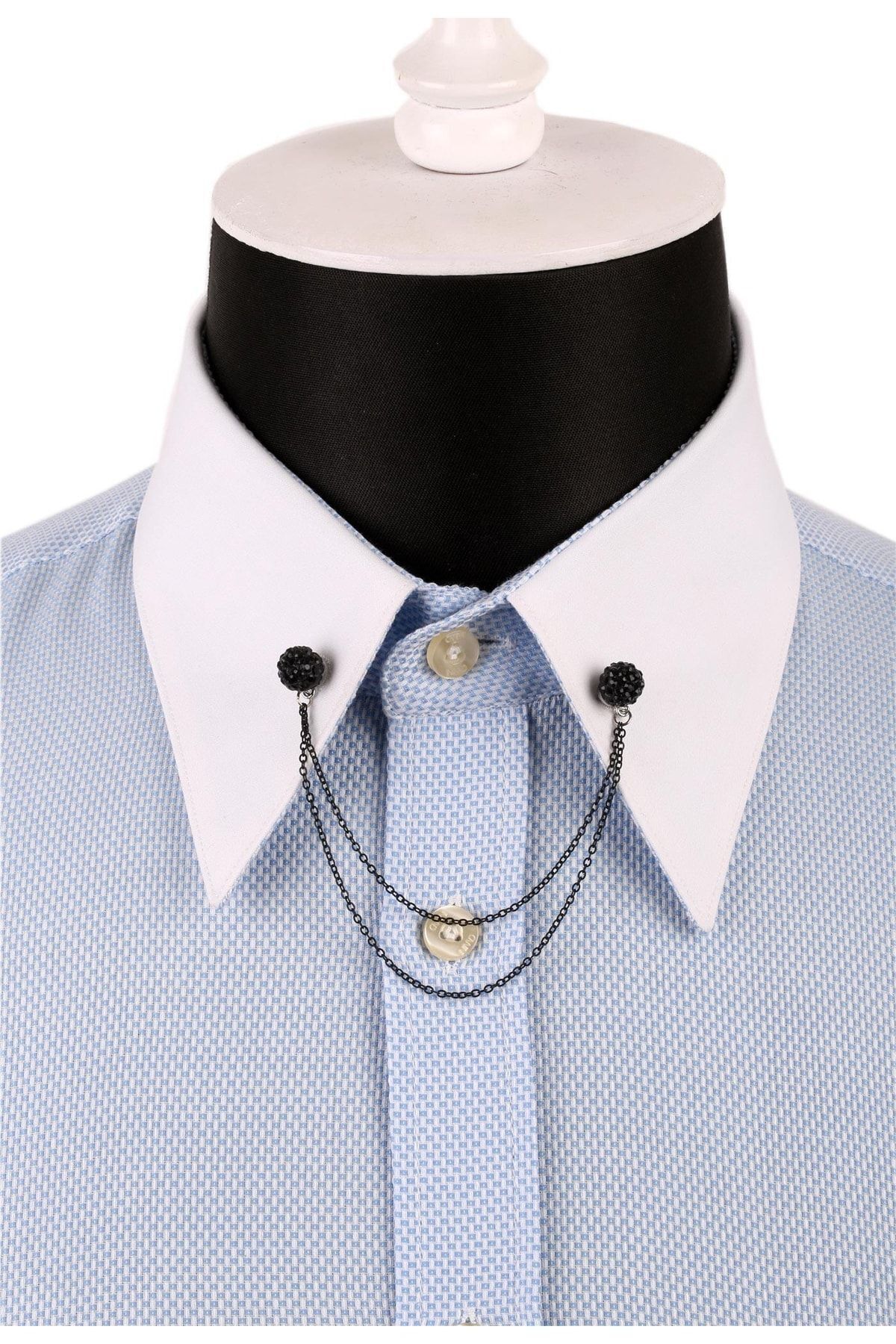  سنجاق یقه پیراهن زنجیری مشکی طرح سنگ GI087