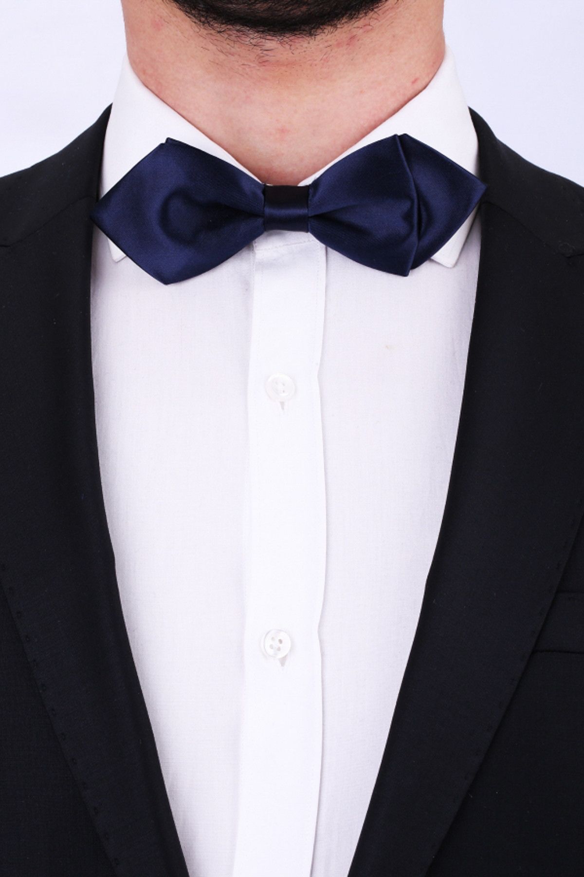  پاپیون ساتن سرمه‌ای مثلثی SP34