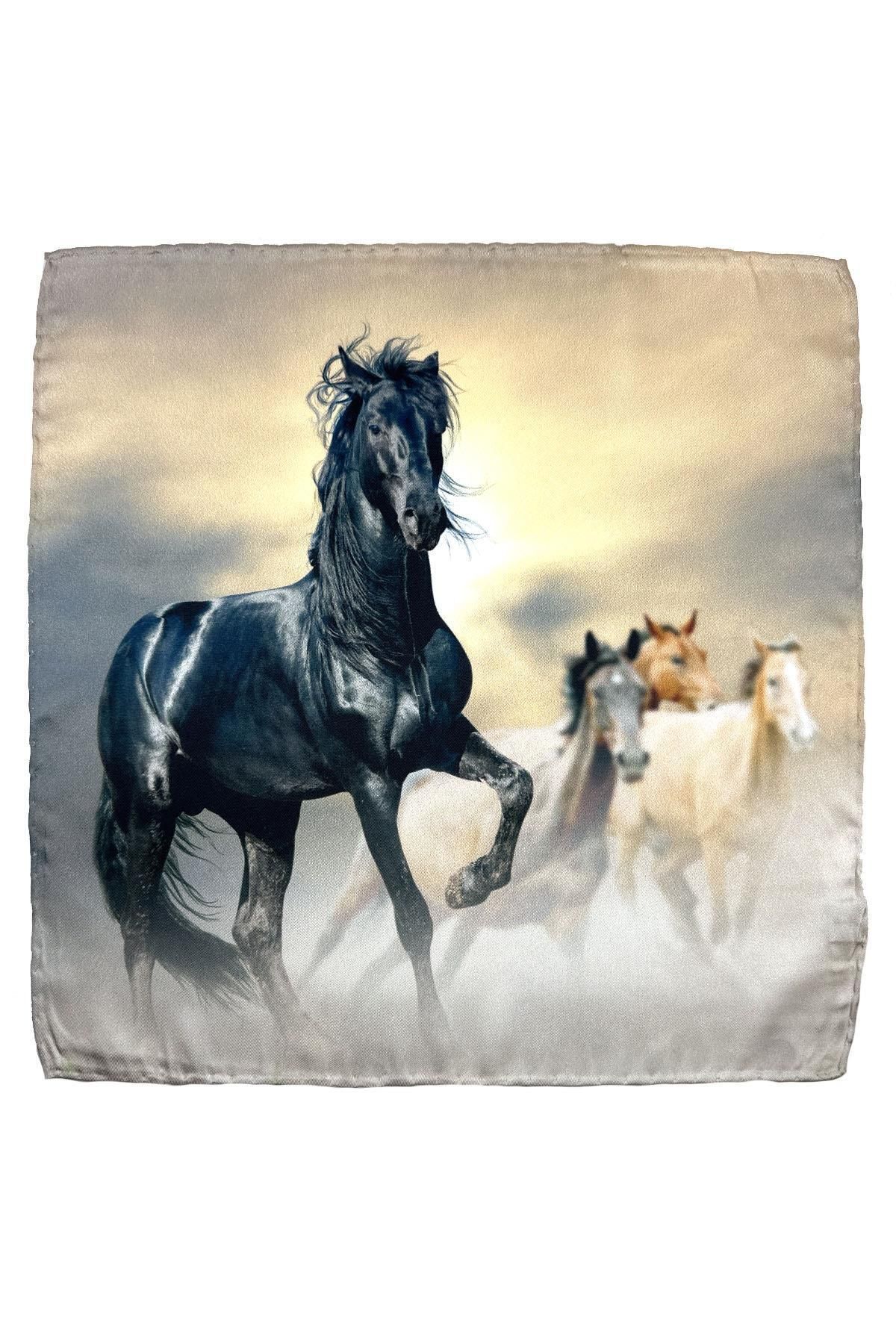  دستمال جیبی مردانه طرح اسب بژ SPS624-104