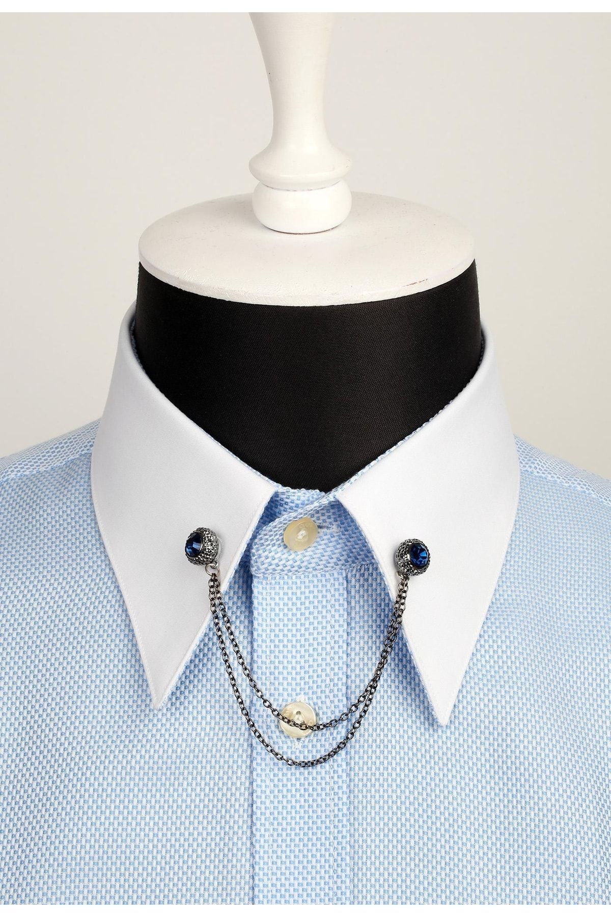  سنجاق یقه پیراهن زنجیری تزیین شده با سنگ GI052