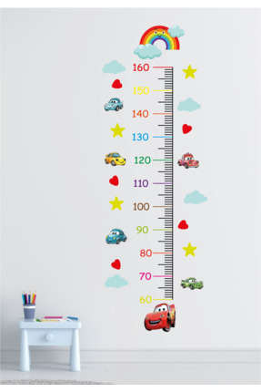 Ayza Tasarım Gökkuşağı Araba Yıldız Bulut Kalp Temalı Boy Ölçer Ölçme Cetveli...
