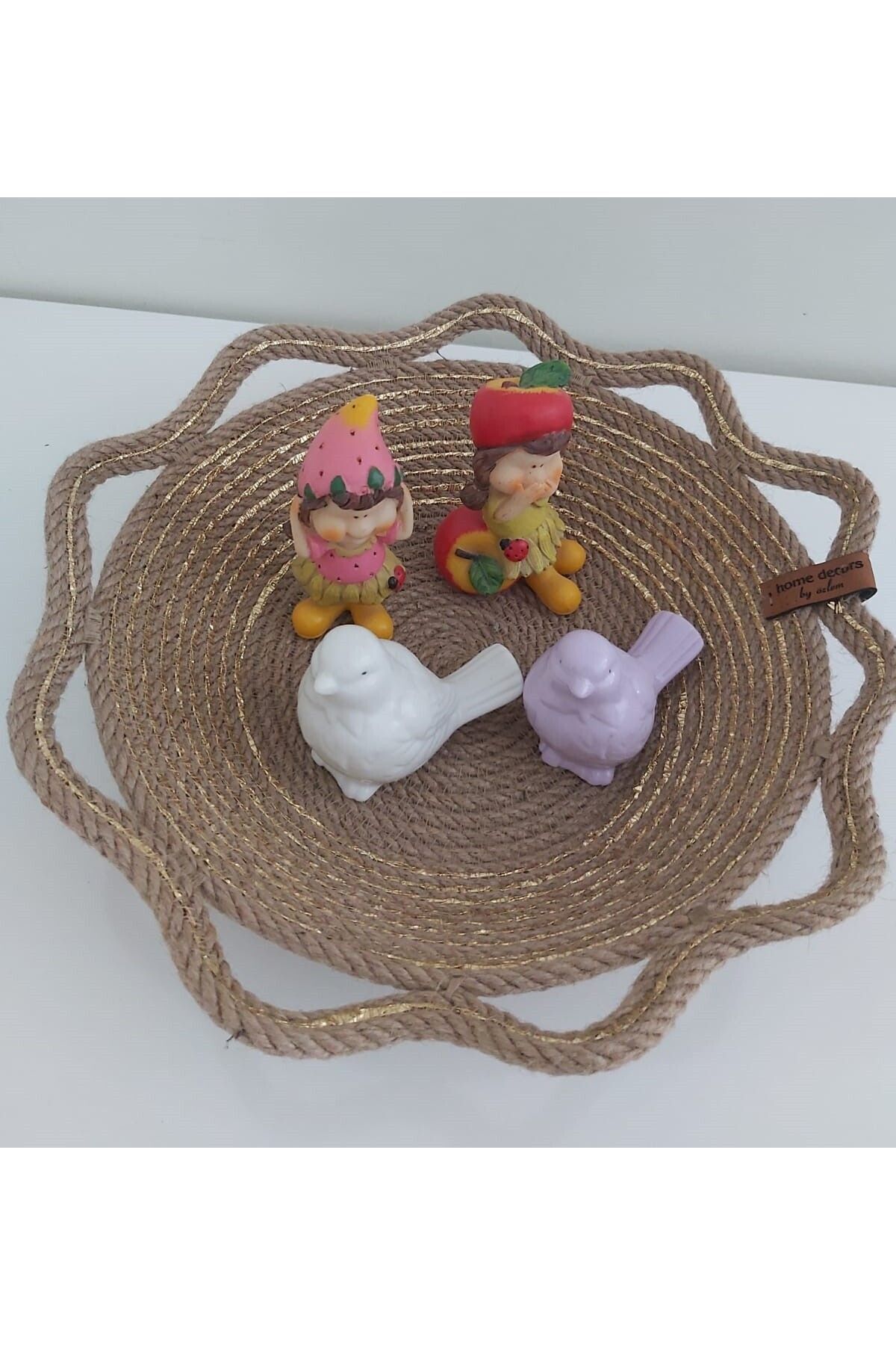 Wicker Basket Wicker Cover Set Decoration Organizer Presentation Bathroom Living Room Kitchen-30x7cm
