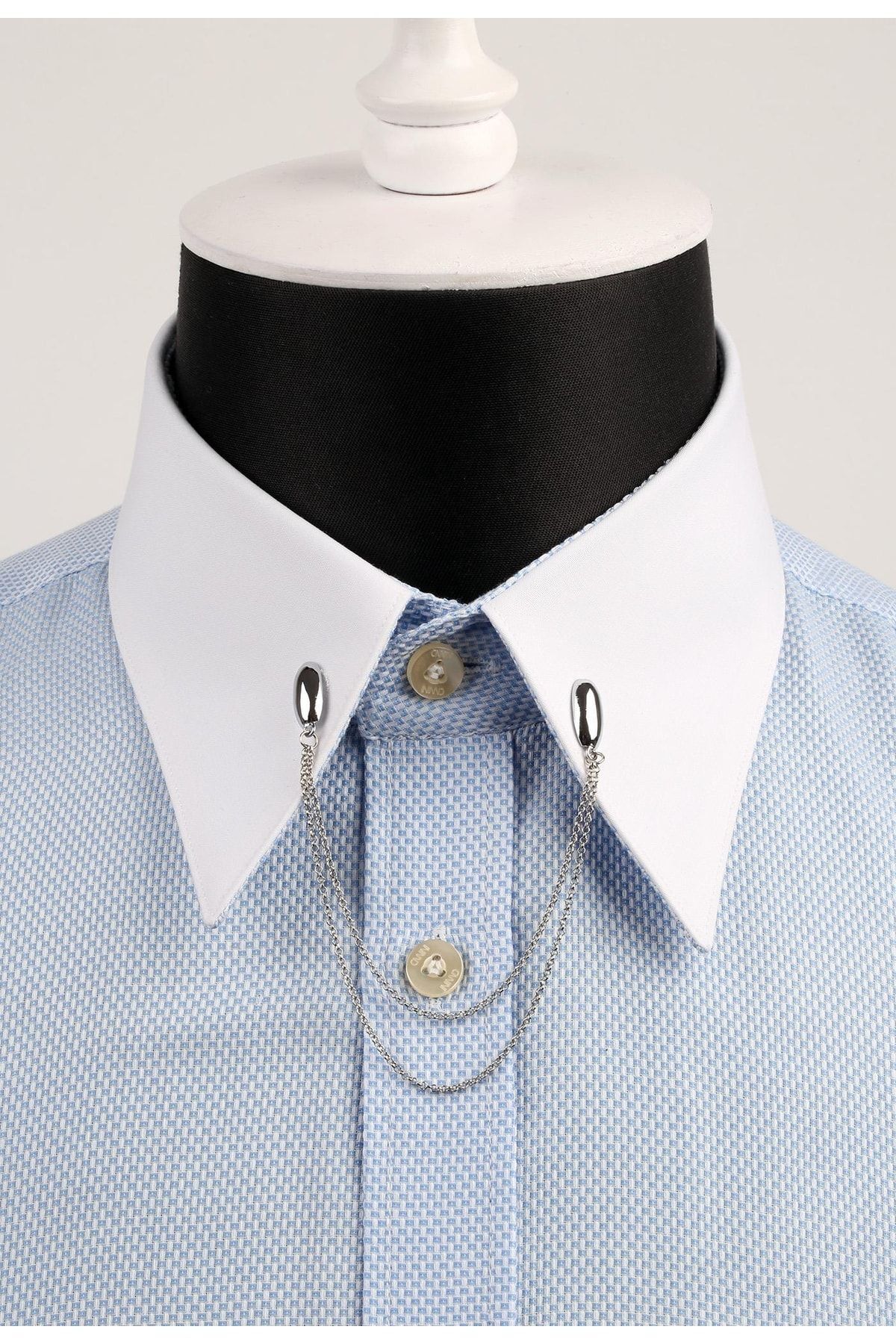  سنجاق یقه پیراهن نقره‌ای رنگ با زنجیر GI035