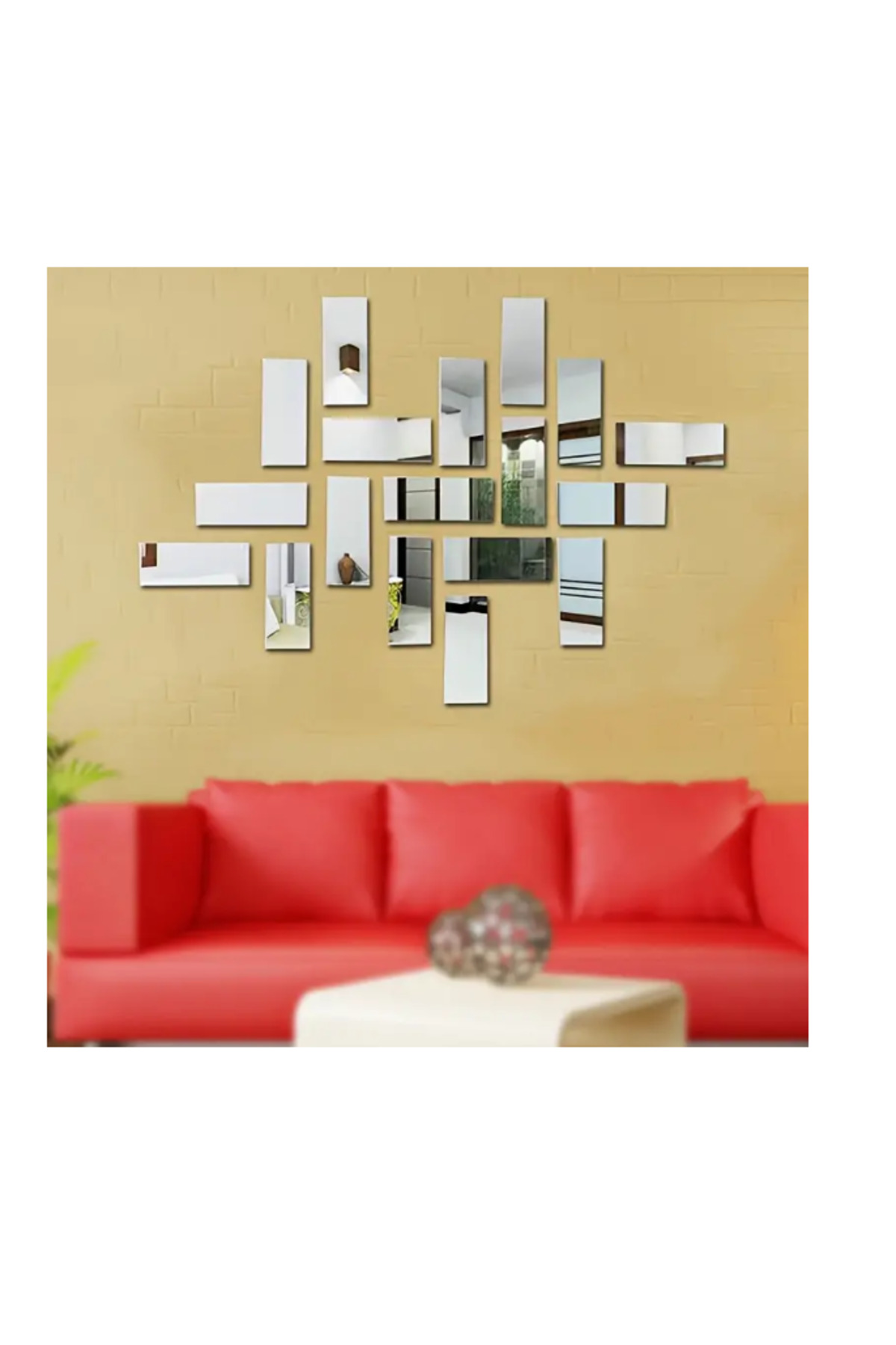 WALL DECOR PLEXIGLASS MIRROR 18 PIECES ( 6 X 20 CM )