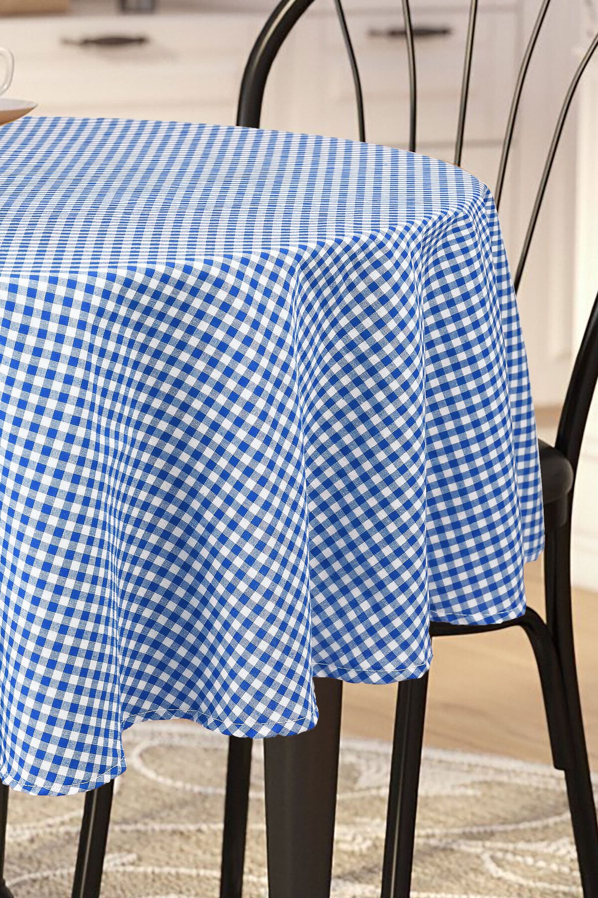 Soft Kare-Gingham Round Tablecloth 3