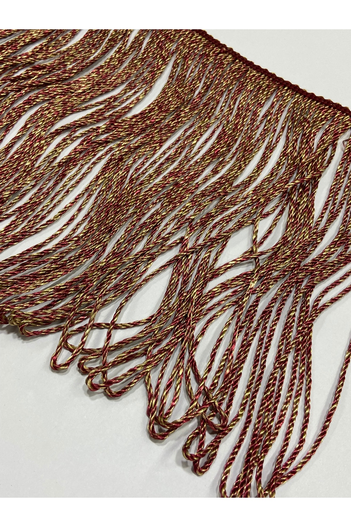 Sofa Curtain Fringe / Tassel / 20 cm / 1 Meter / Claret Red & Gold Color