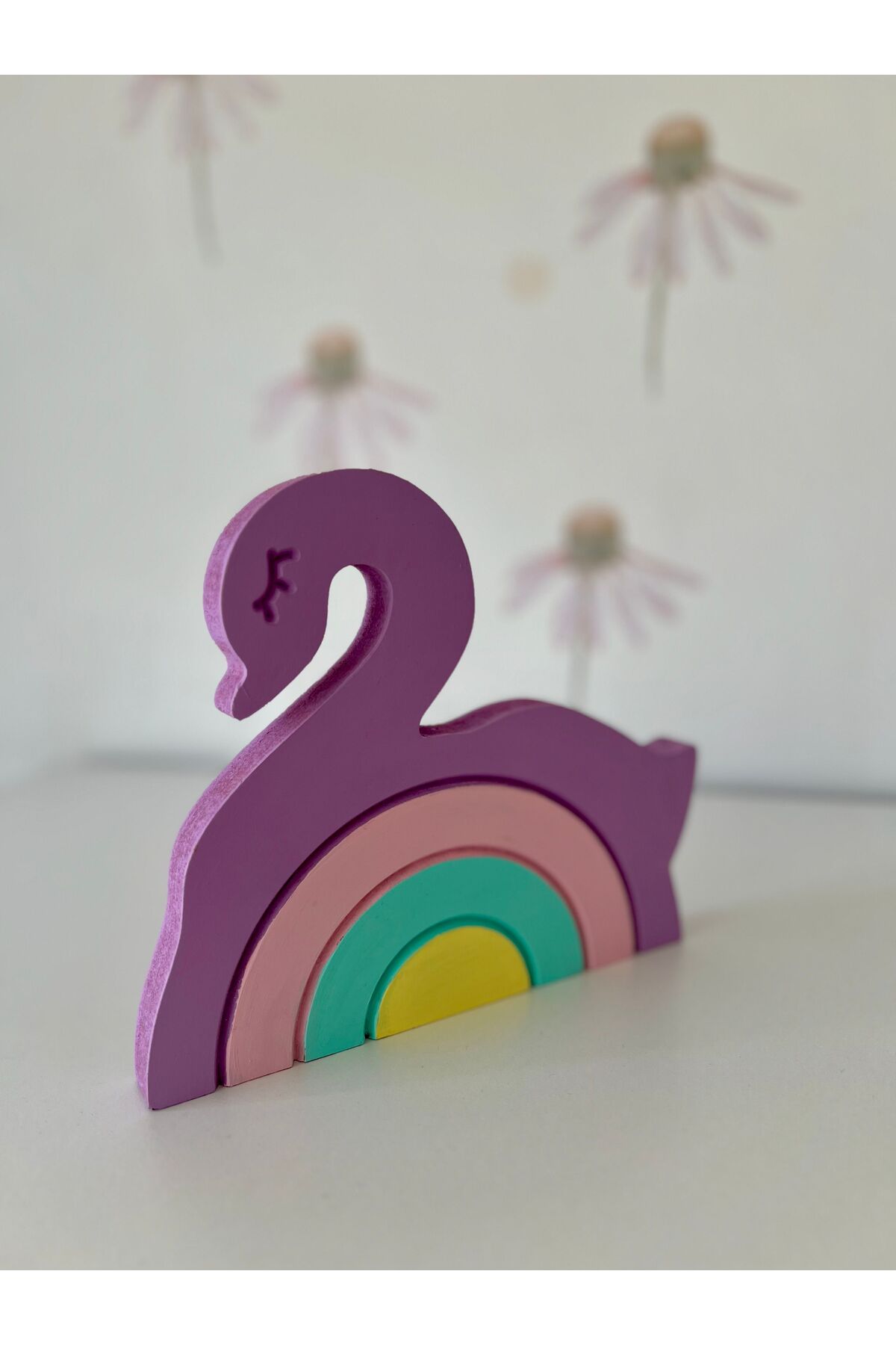 Kuğu ahşap bebek odası dekor aksesuar