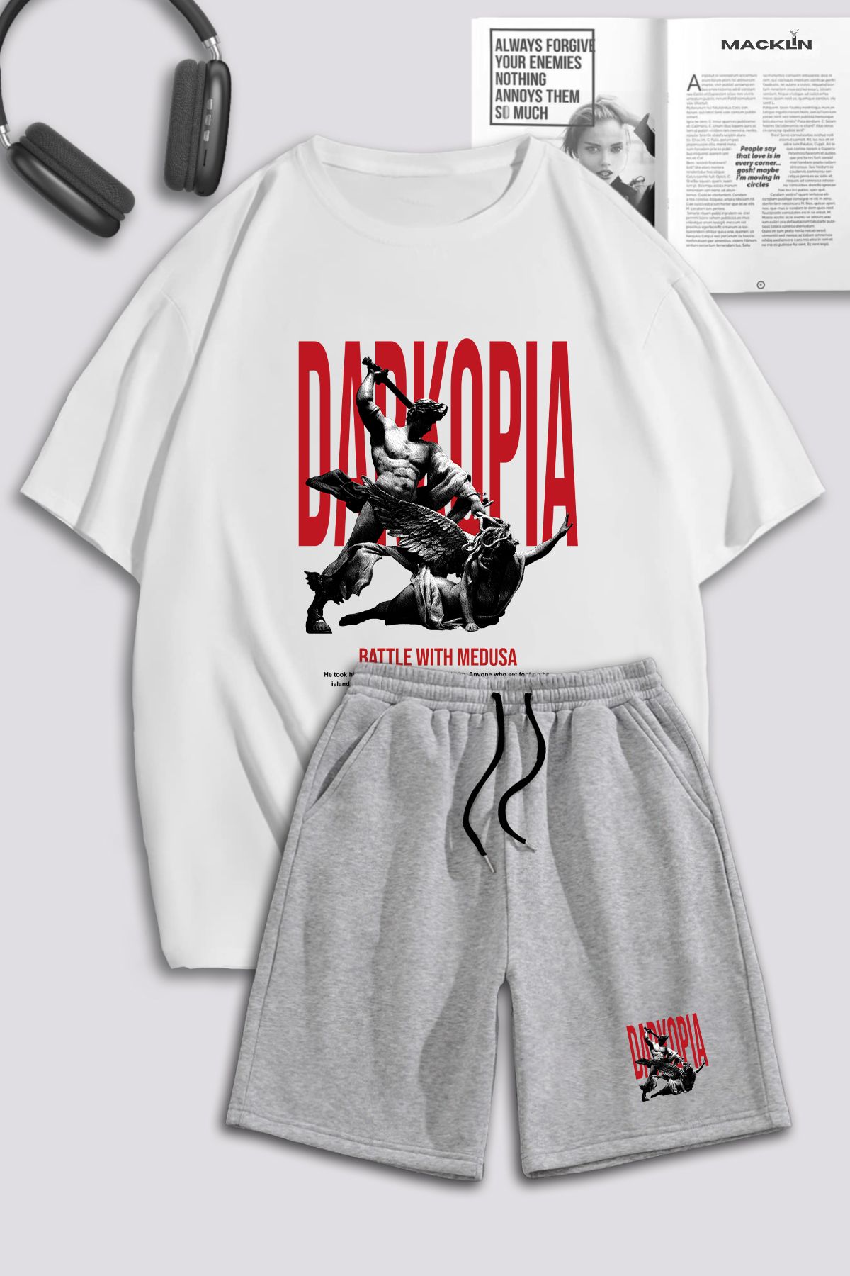 macklin Set De Tricou Și Pantaloni Scurți Unisex Cu Imprimeu Medusa - Trening Pentru Bărbați Și Femei Unisex - M