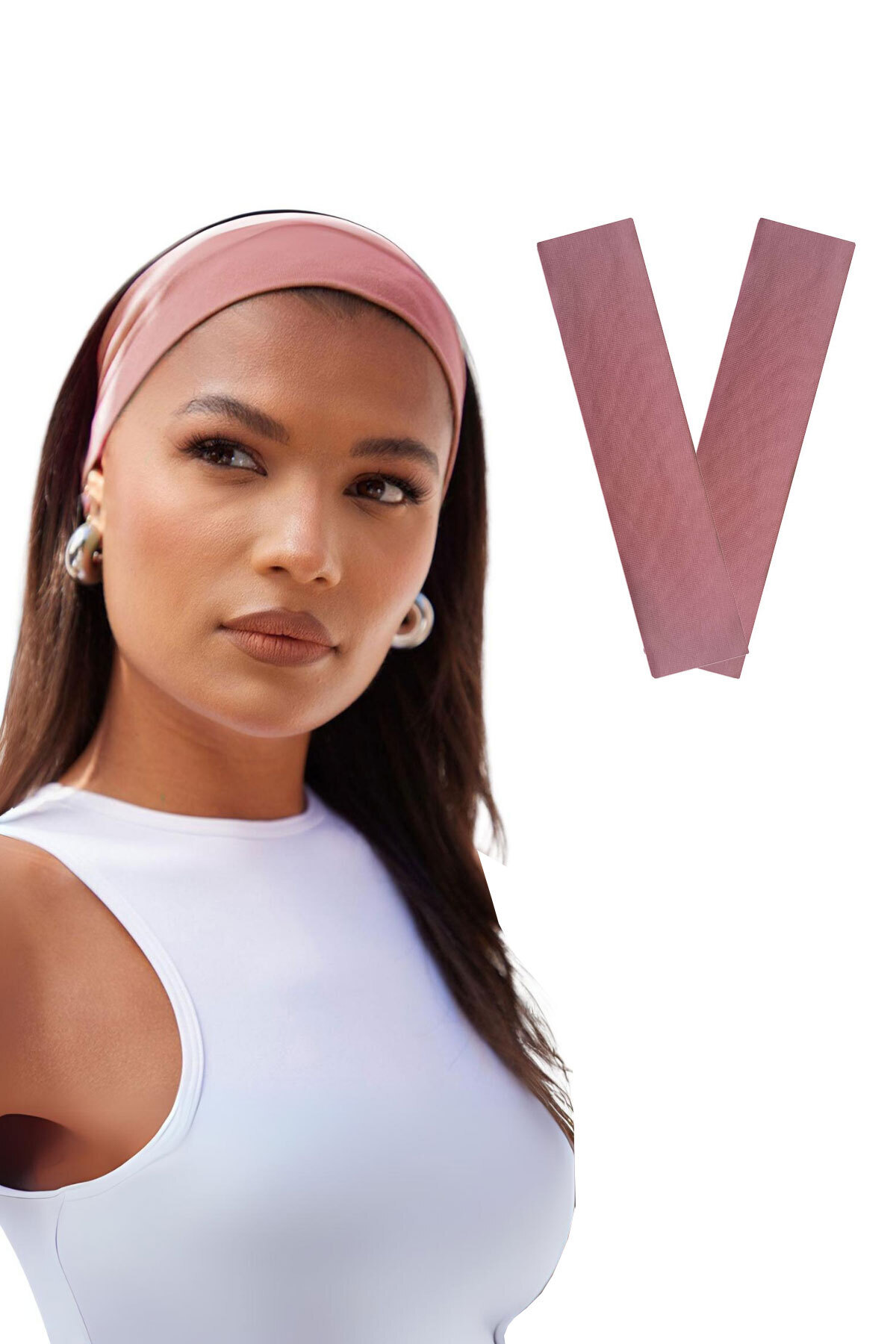 2-Piece Sports Cotton Stretch Bandana Running Gym Yoga Pilates Sports Headband Set Pink