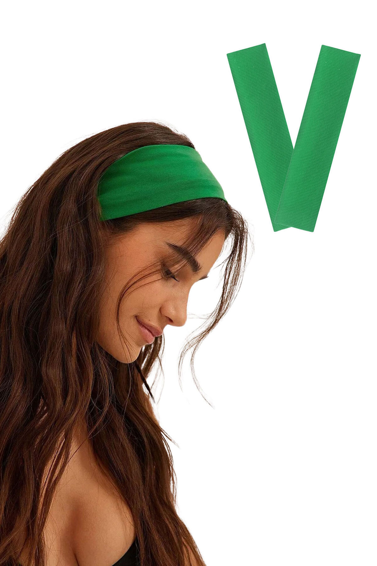 2pcs Cotton Stretch Bandana Running Gym Yoga Pilates Sports Headband Set Striped Green