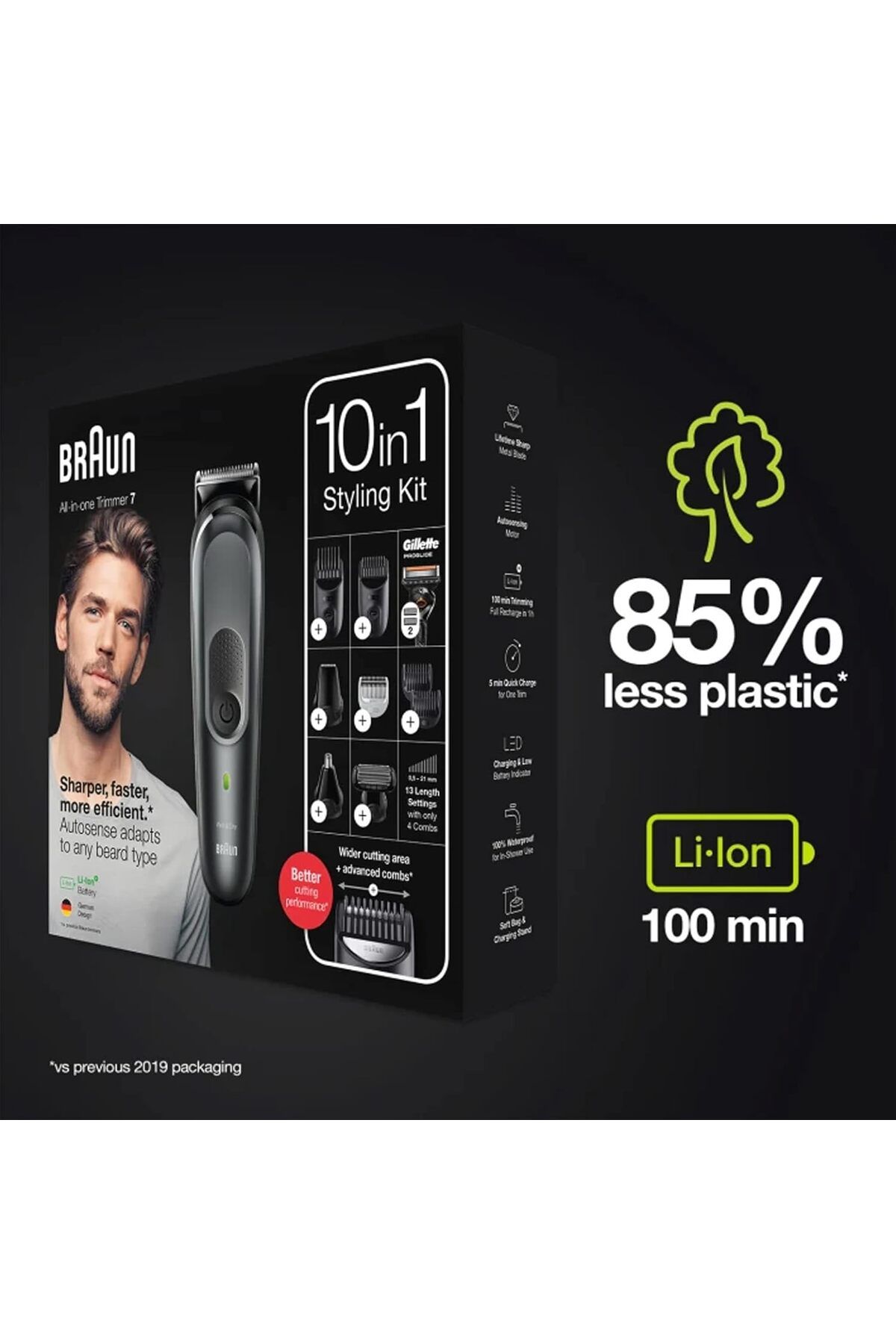 Braun-10-in-1 Multi grooming Kit, AutoSense, ProBlades, 8 Tools, Gillette ProGlide razor - MGK 7331 6
