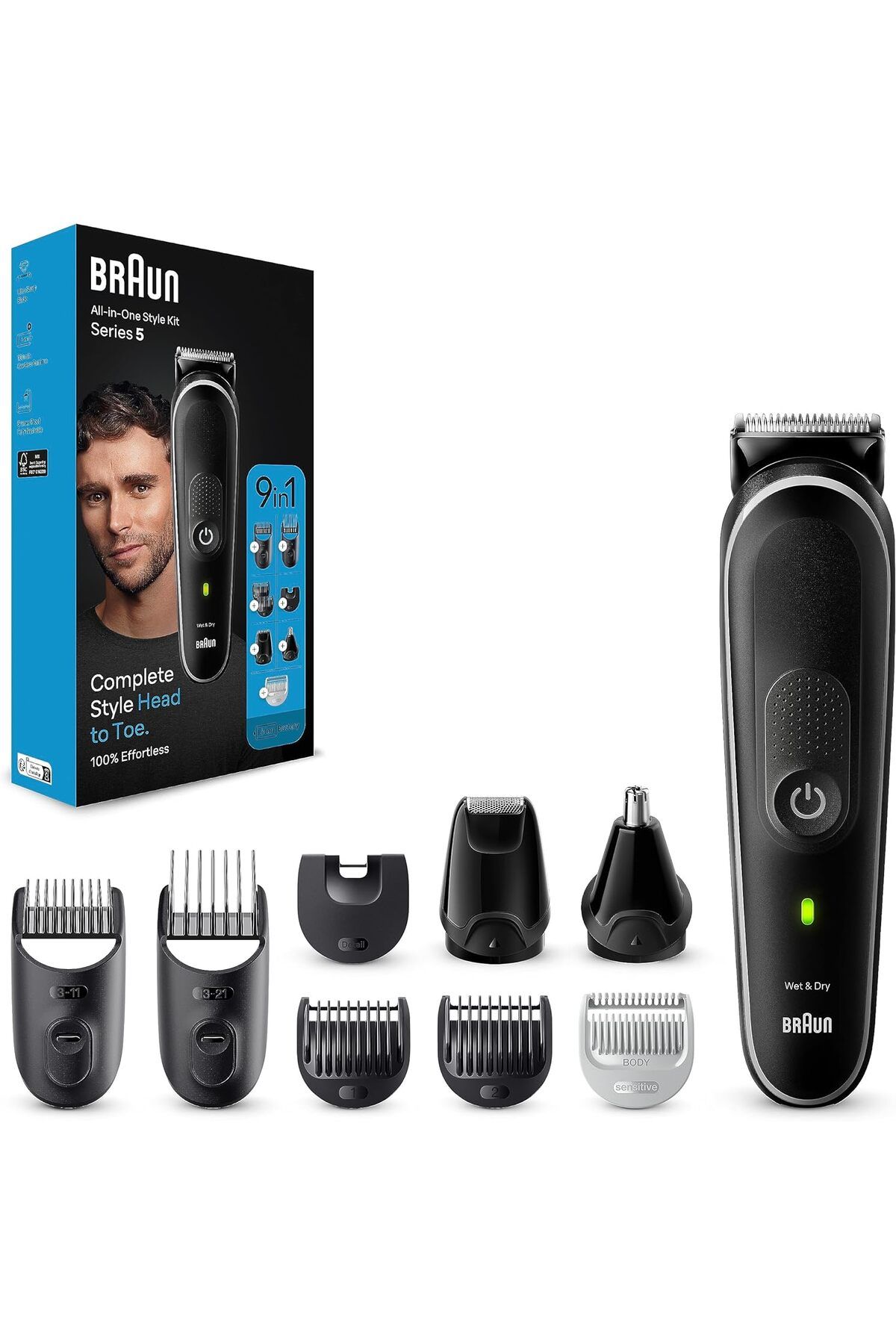 Braun-مجموعة أدوات الحلاقة المتعددة 9 في 1 السلسلة 5، شفرات حادة للغاية، وقت تشغيل 100 دقيقة، حقيبة - MGK 5410 2