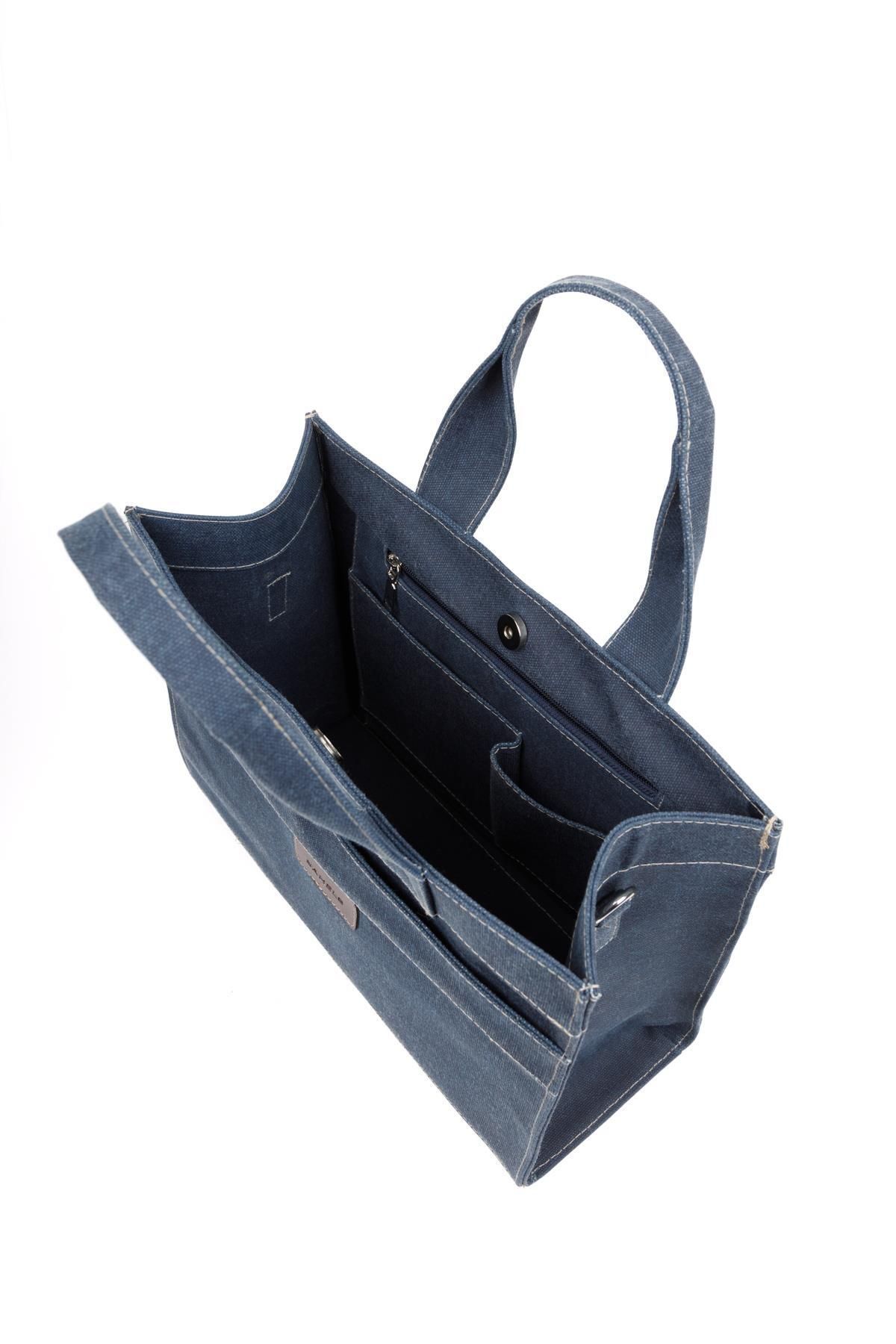 BAHELS-Geantă de umăr din pânză ceară - cu curea cu efect Jean Wash 3