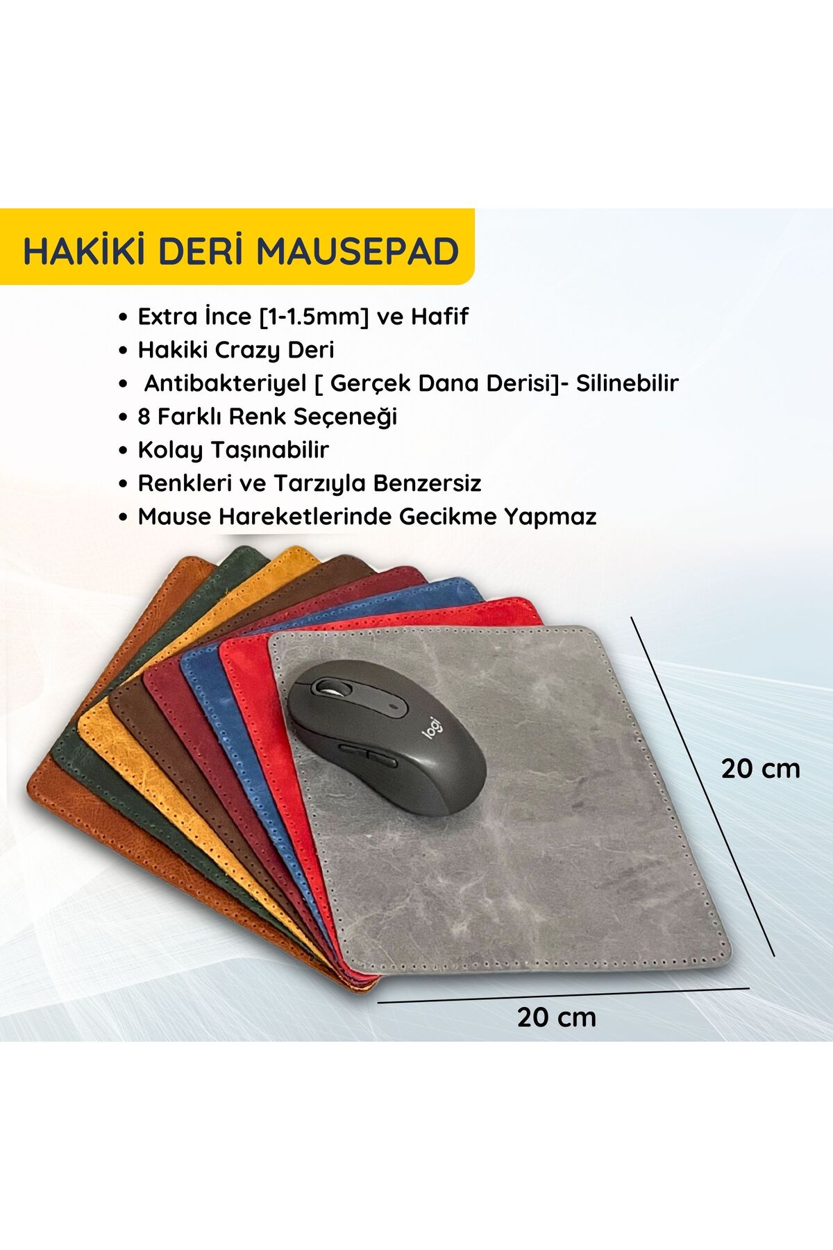 Hakiki Deri Mausepad, 20*20cm Crazy Gerçek Deri Mouse Pad, 1 Adet Oyuncu Gamepad 3