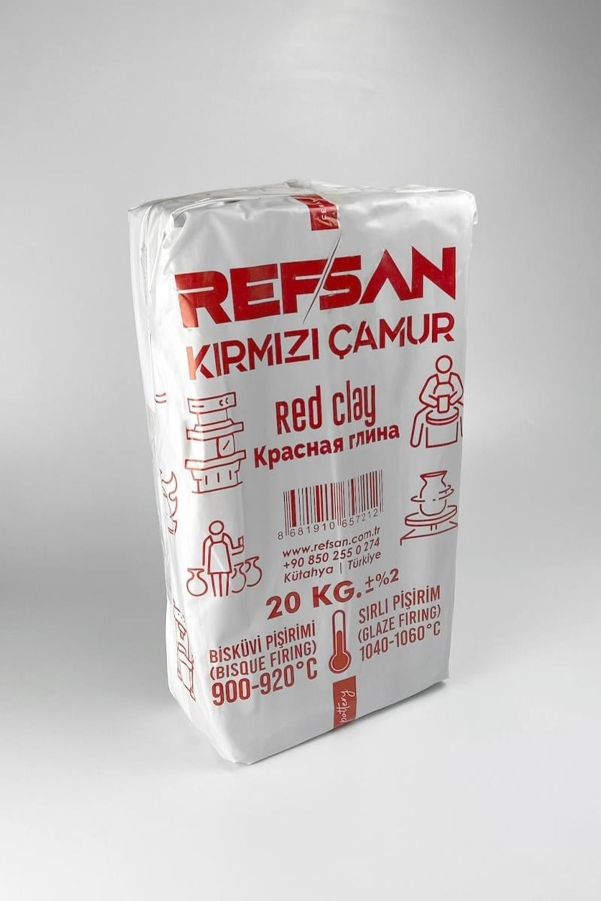 Refsan 312 Kırmızı Çamur (SERAMİK KİLİ) Vakumlu - 20 Kg - Fiyatı