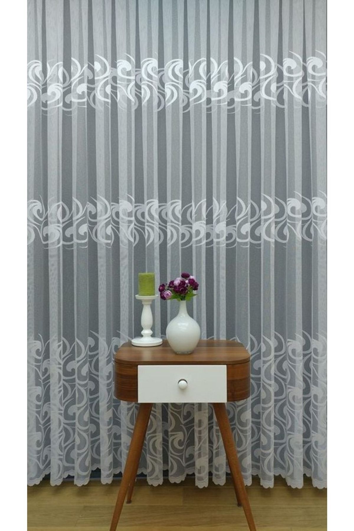 Vako Pattern Tulle Curtain 2 Layers Pleated Tulle Curtain.