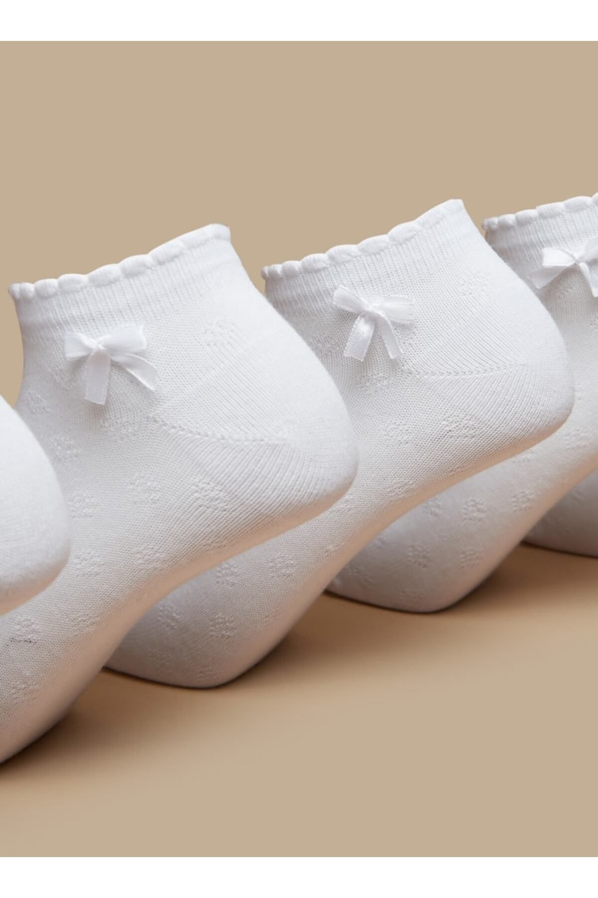 LBL by Shoexpress-Solid Ankle Length Socks with Bow Detail - Set of 5 4