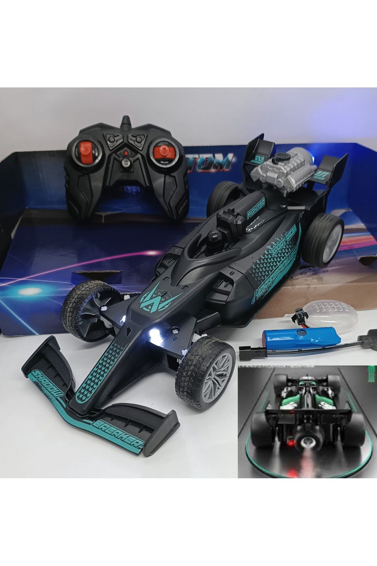 Süper Hızlı Uzaktan Kumandalı Şarjlı Formula 1 Arabası Buhar Atan Duman Çıkaran F1 Araba