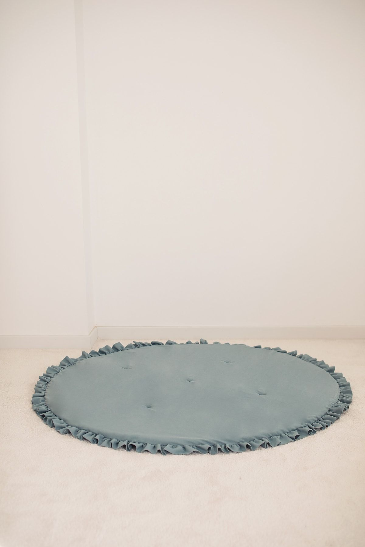 Dear Deer Love Oyun Halısı, Yuvarlak Oyun Matı, Fırfırlı Oyun Minderi, Teal fotoğrafı 7 (önizleme)