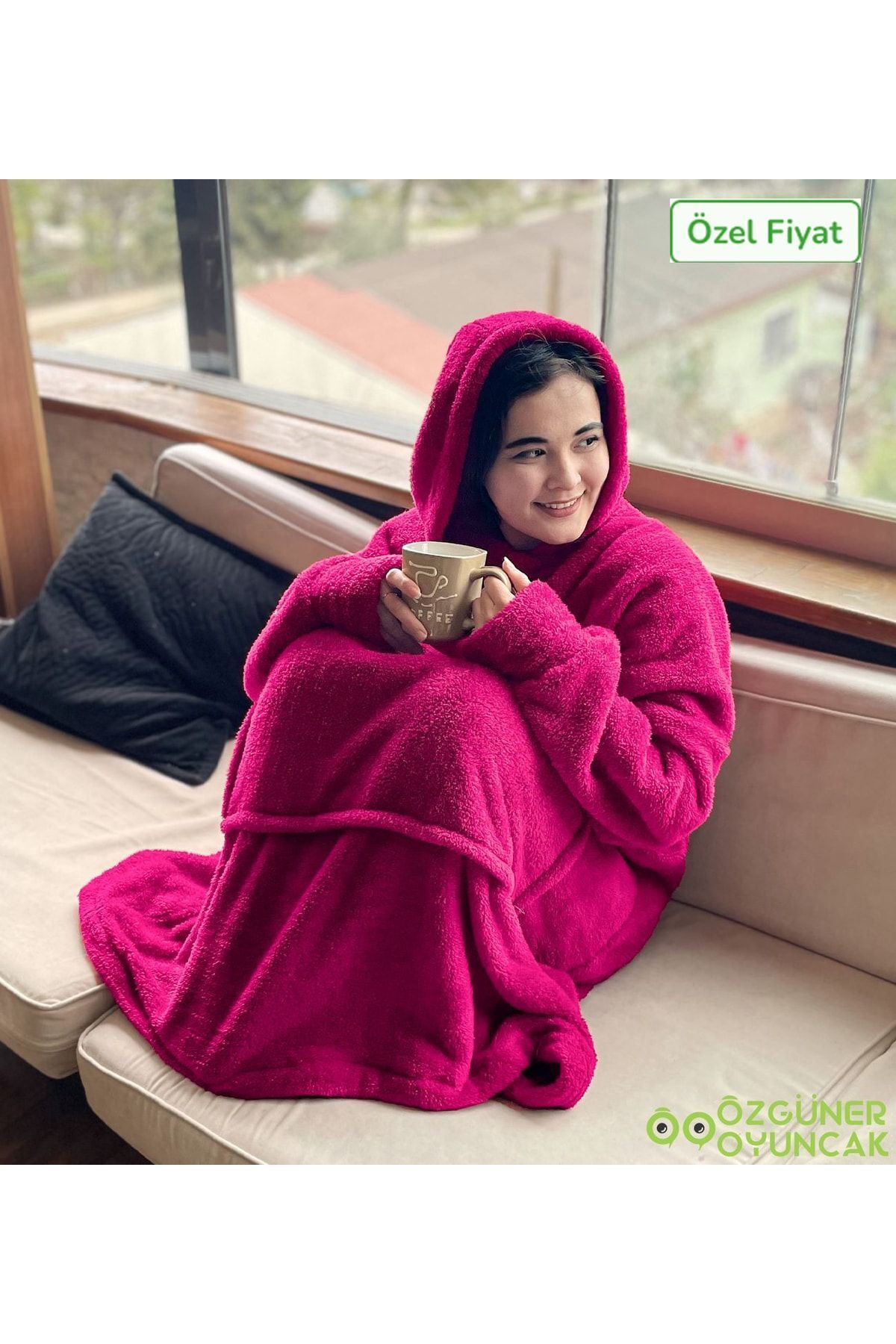 پتوی پوشیدنی صورتی یتو لباس خواب پتو قطبی Welsoft  Pandamkee