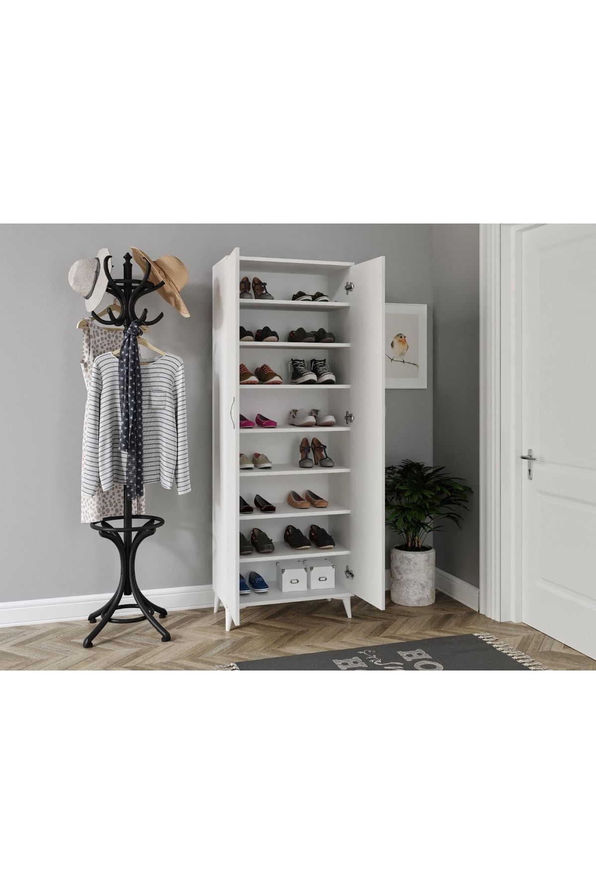 100% Mdf Venty 8 Compartment Shoe Holder White