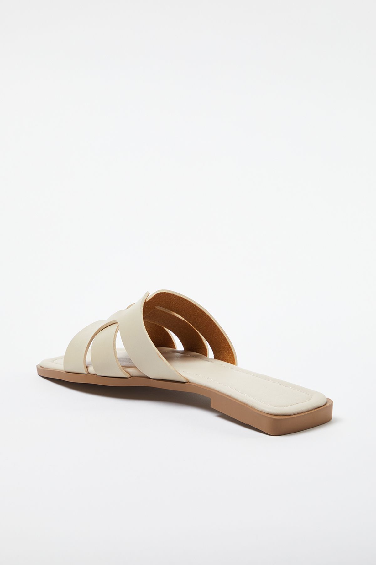 TRENDYOL SHOES-Ecrufarbene Damen-Hausschuhe mit Einzelstreifen für den täglichen Gebrauch - TAKSS24TE00010 4