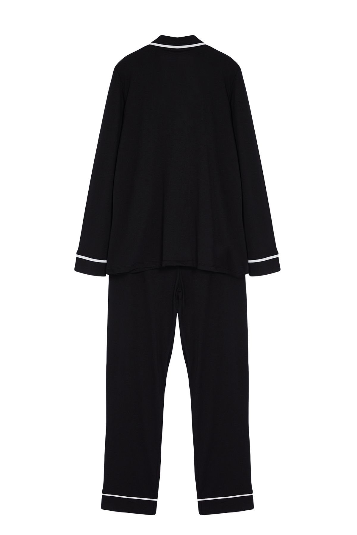 Edit by Trendyol-Schwarzes Strick-Pyjama-Set mit Hemdkragen - TEDAW25AI00001 3