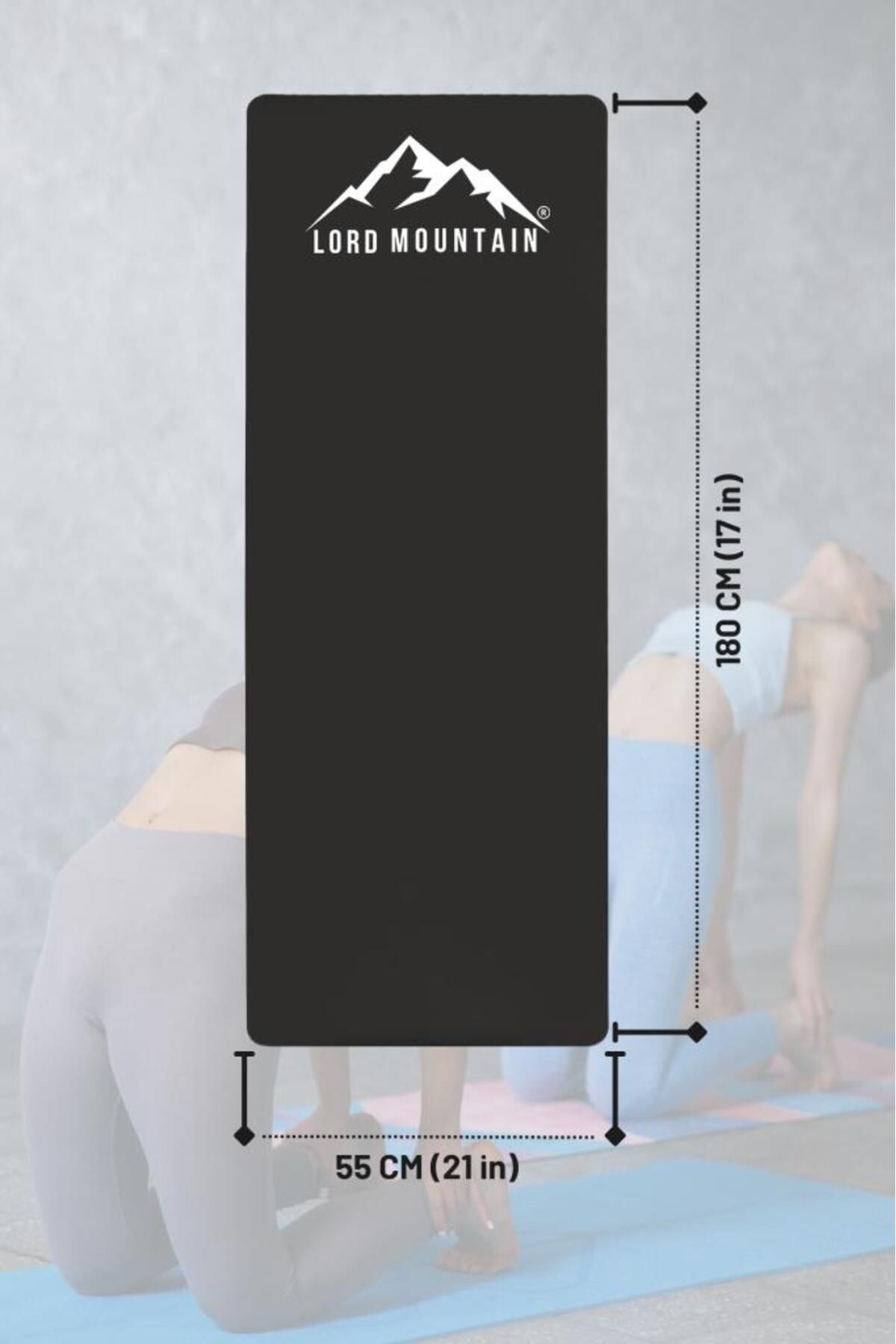 Premium Pilates Yoga Matı,Spor Matı,Egzersiz Matı,Pilates Minderi,Kaymaz Taban,180x55 cm 10 mm Siyah