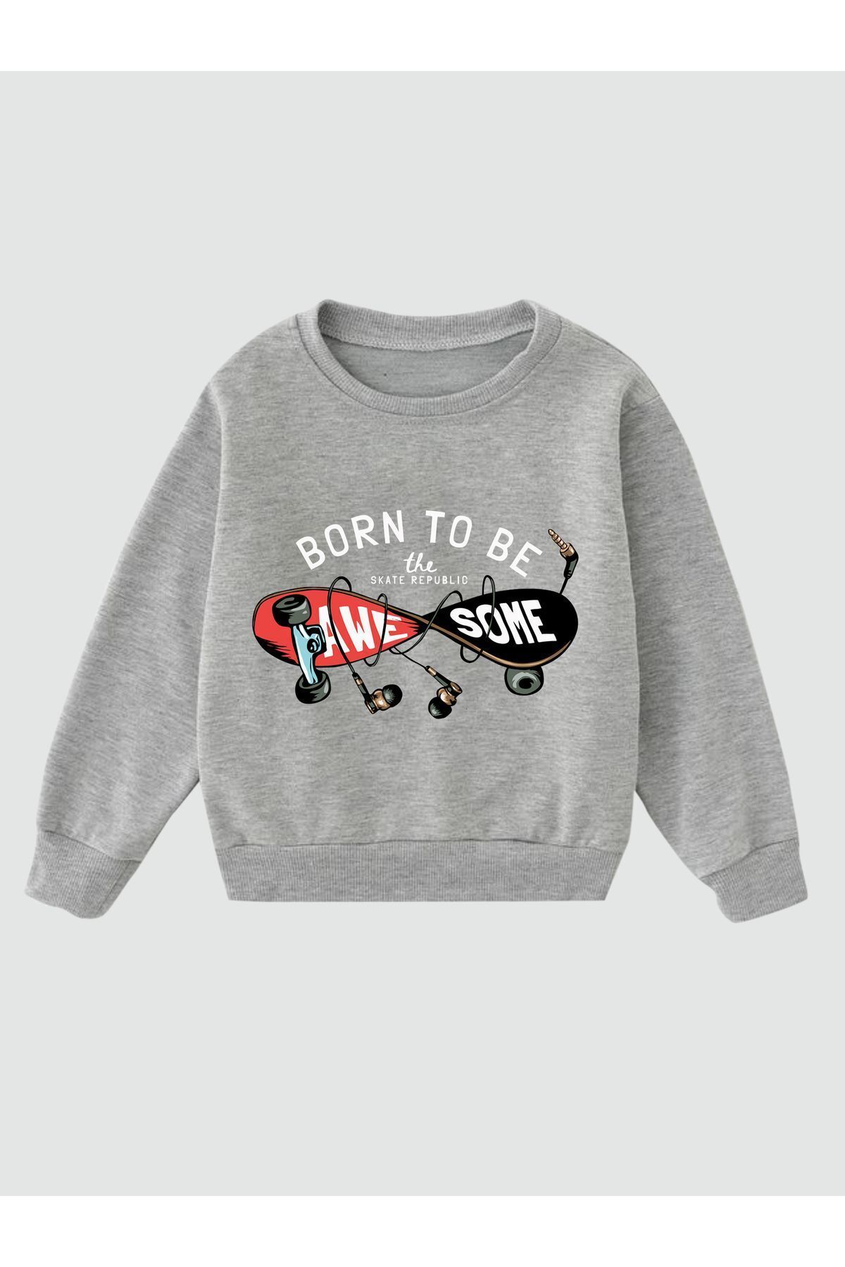 سویشرت پسرانه خاکستری panios kids | PK01019 اورجینال - تصویر 3