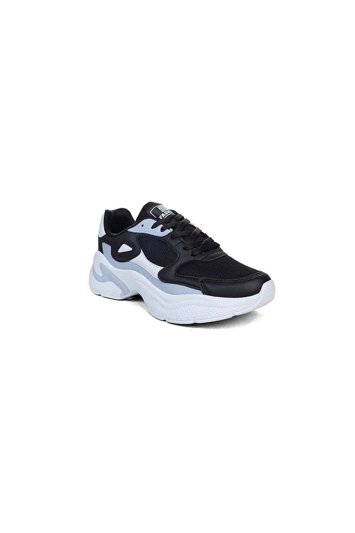 Yüksek Taban Bağcıklı Günlük Kadın Siyah Sneaker Ayakkabı