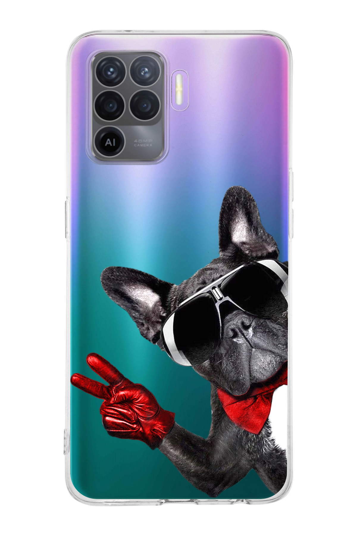 Oppo A92 ile Uyumlu Köpek 2 Kamera Korumalı Şeffaf Kılıf