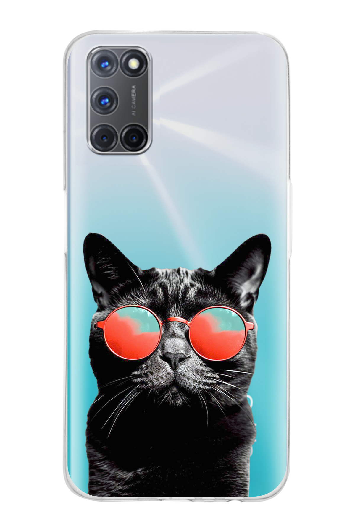 Oppo A72 ile Uyumlu Kedi 3 Kamera Korumalı Şeffaf Kılıf