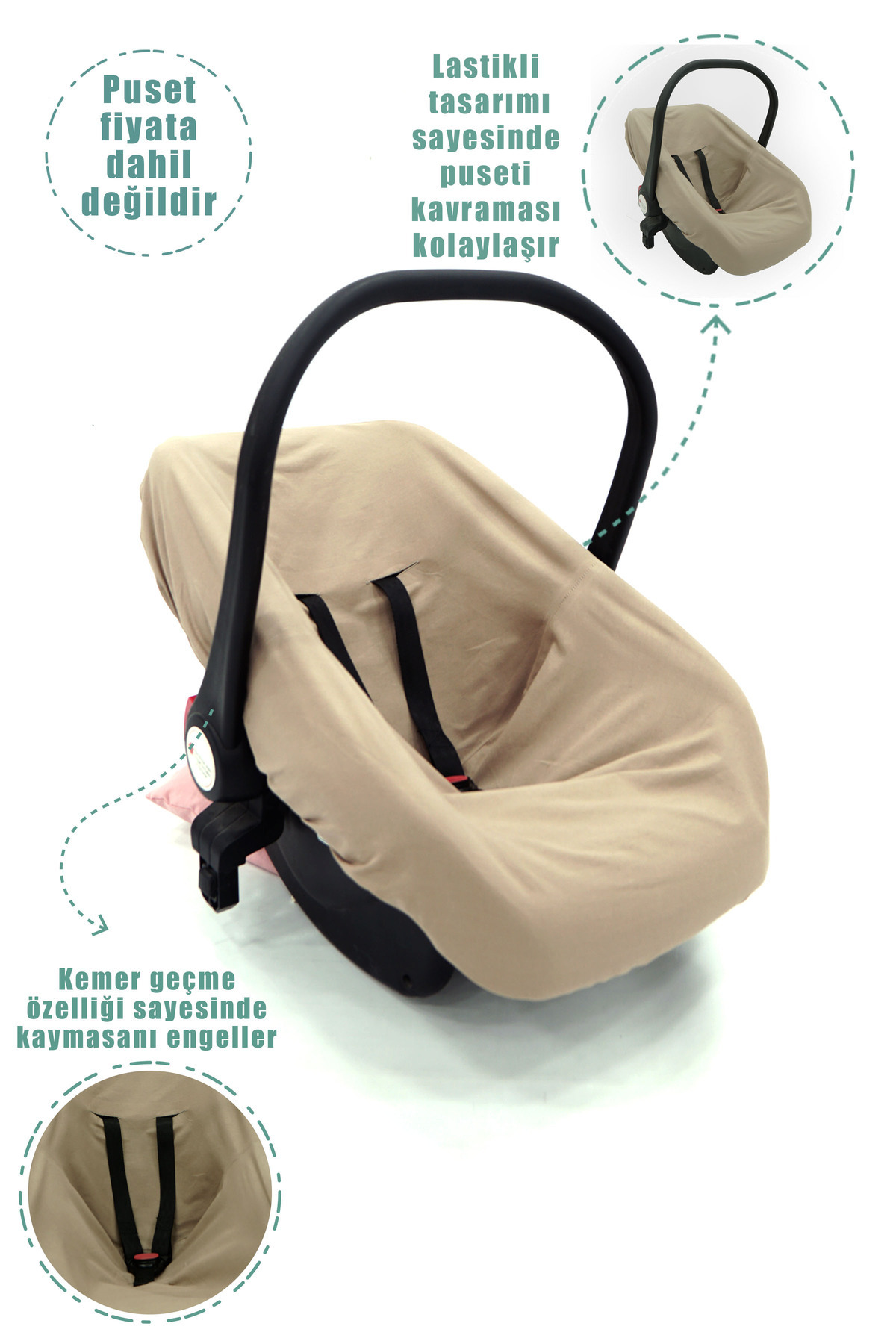 mordesign Bebek Puset Çarşafı, Standart Ebat, Lastikli Bel Bebek Oto Koltuk Kılıfı, Morremix Serisi, Kapiçino fotoğrafı 2 (önizleme)