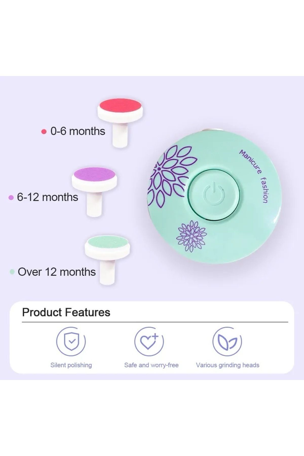 BEYZANA Yenidoğan Bebek Tırnak Törpüsü Pilli Çocuk Tırnak Parlatıcı Tırnak Makası Manikür Seti fotoğrafı 4 (önizleme)